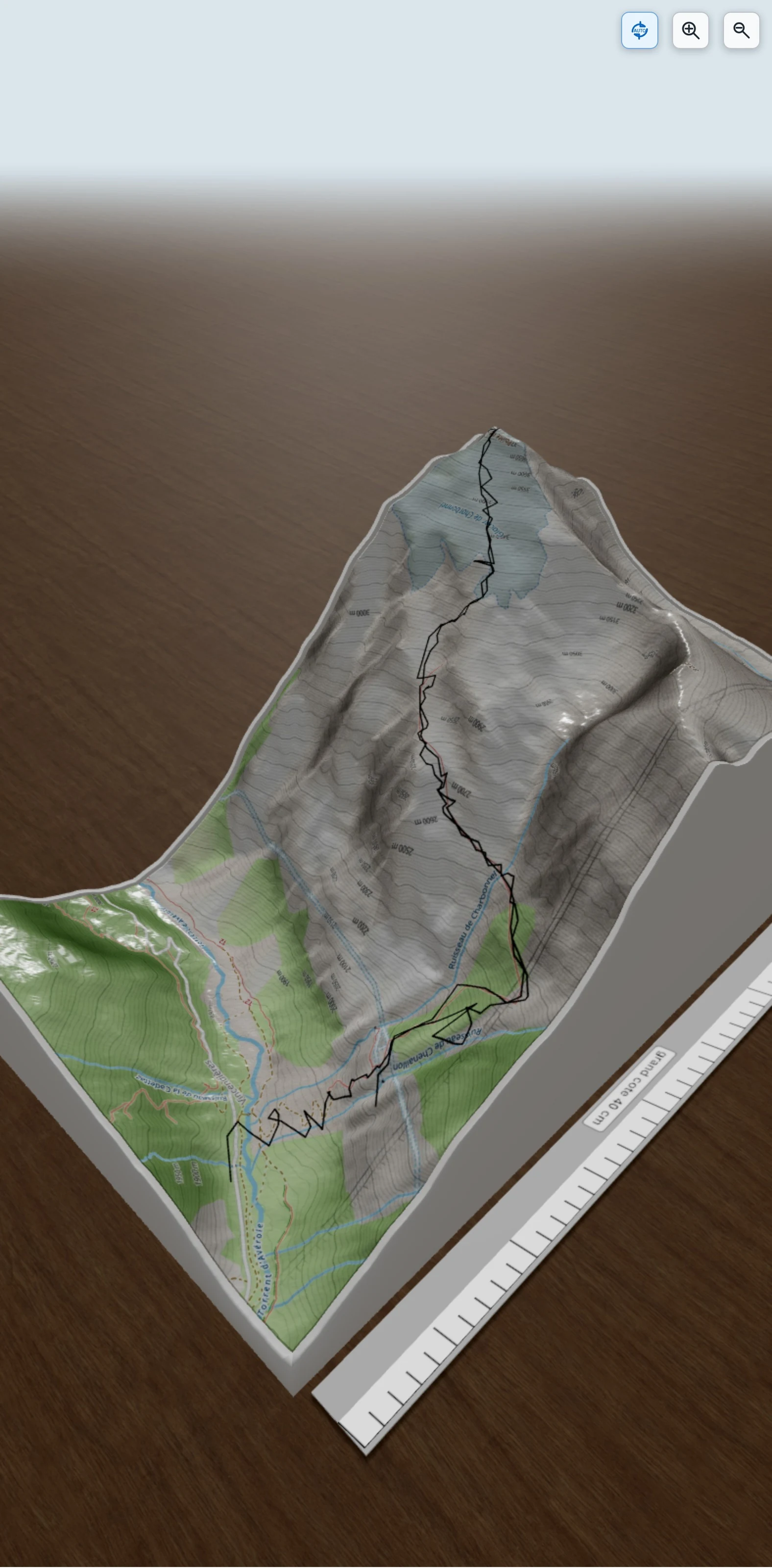 Carte en relief 3D de Pointe Charbonnel, avec relief topographique