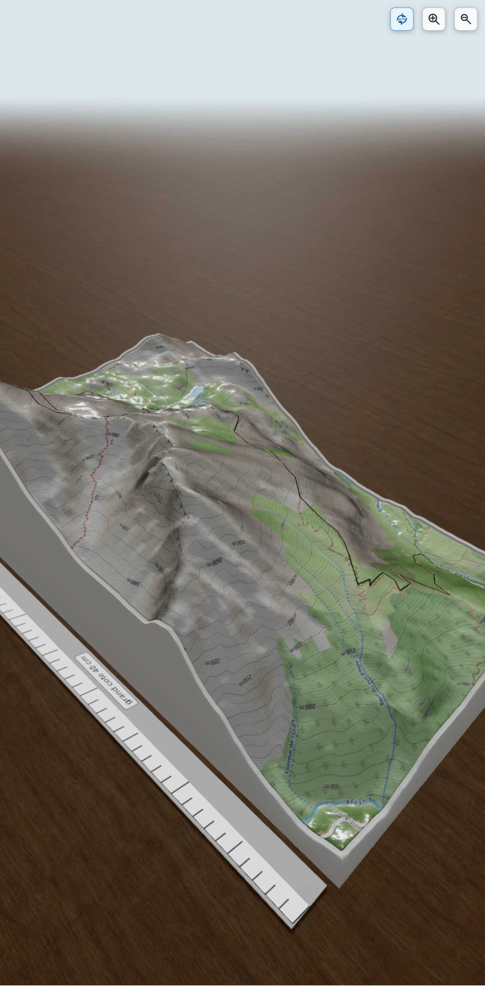 Carte en relief 3D de Pointe d'Aval depuis Fouillouse - Chambeyron, avec relief topographique