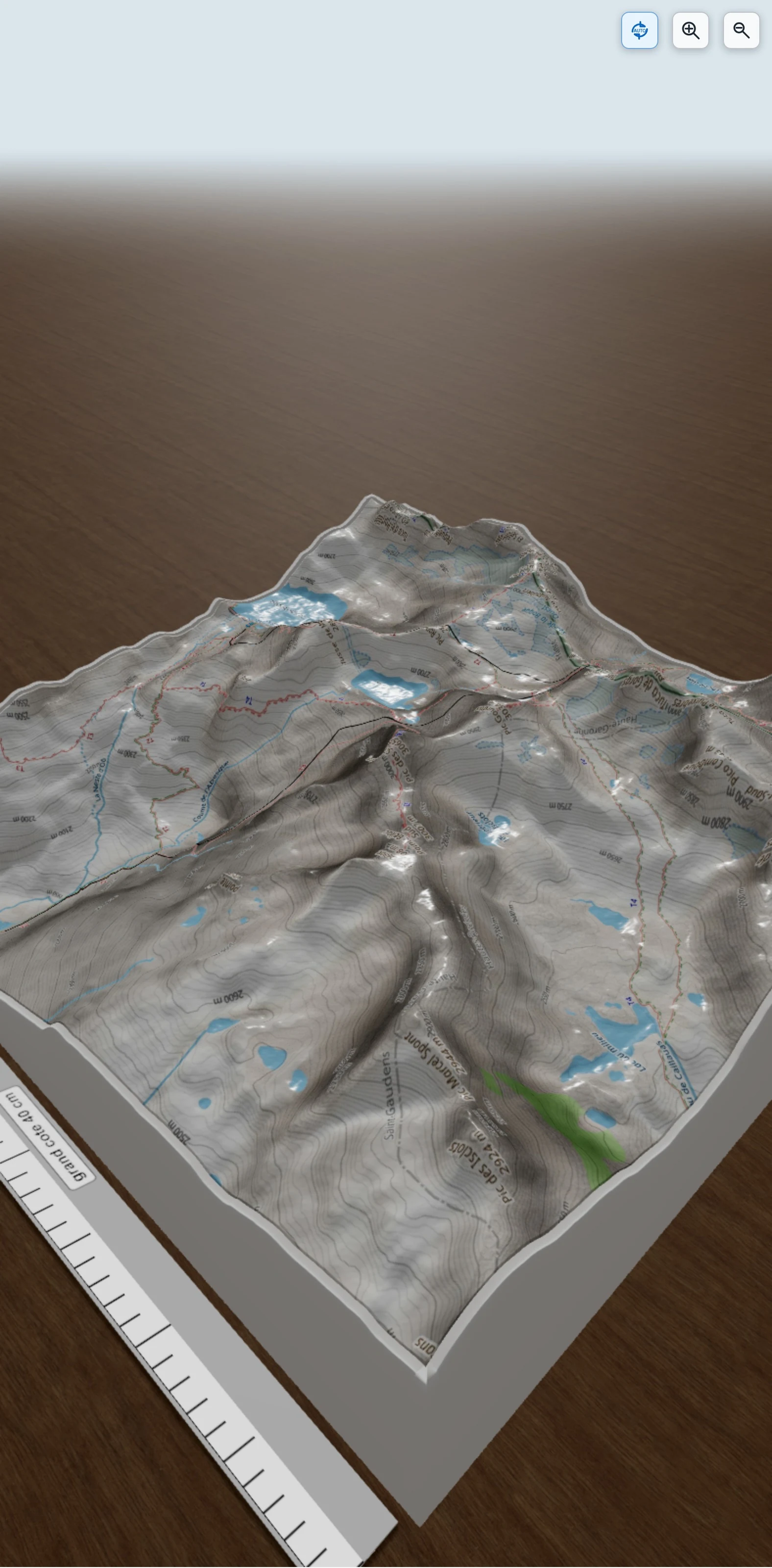 Carte en relief 3D de Portillon Clarabide Saussat, avec relief topographique