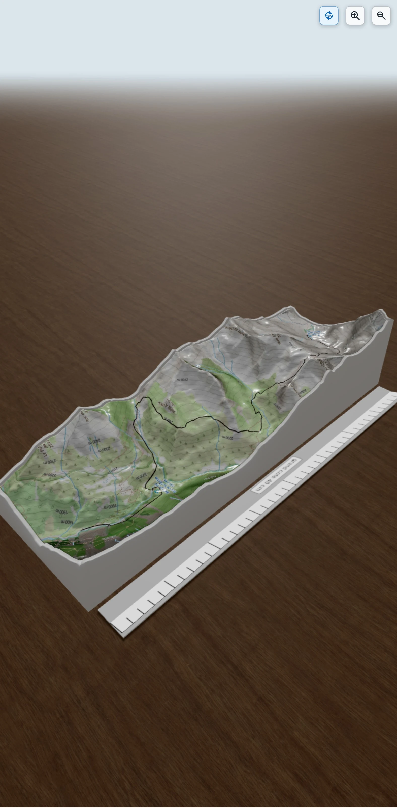 Carte en relief 3D de Pralognan-refuge du fond d'aussoi, avec relief topographique