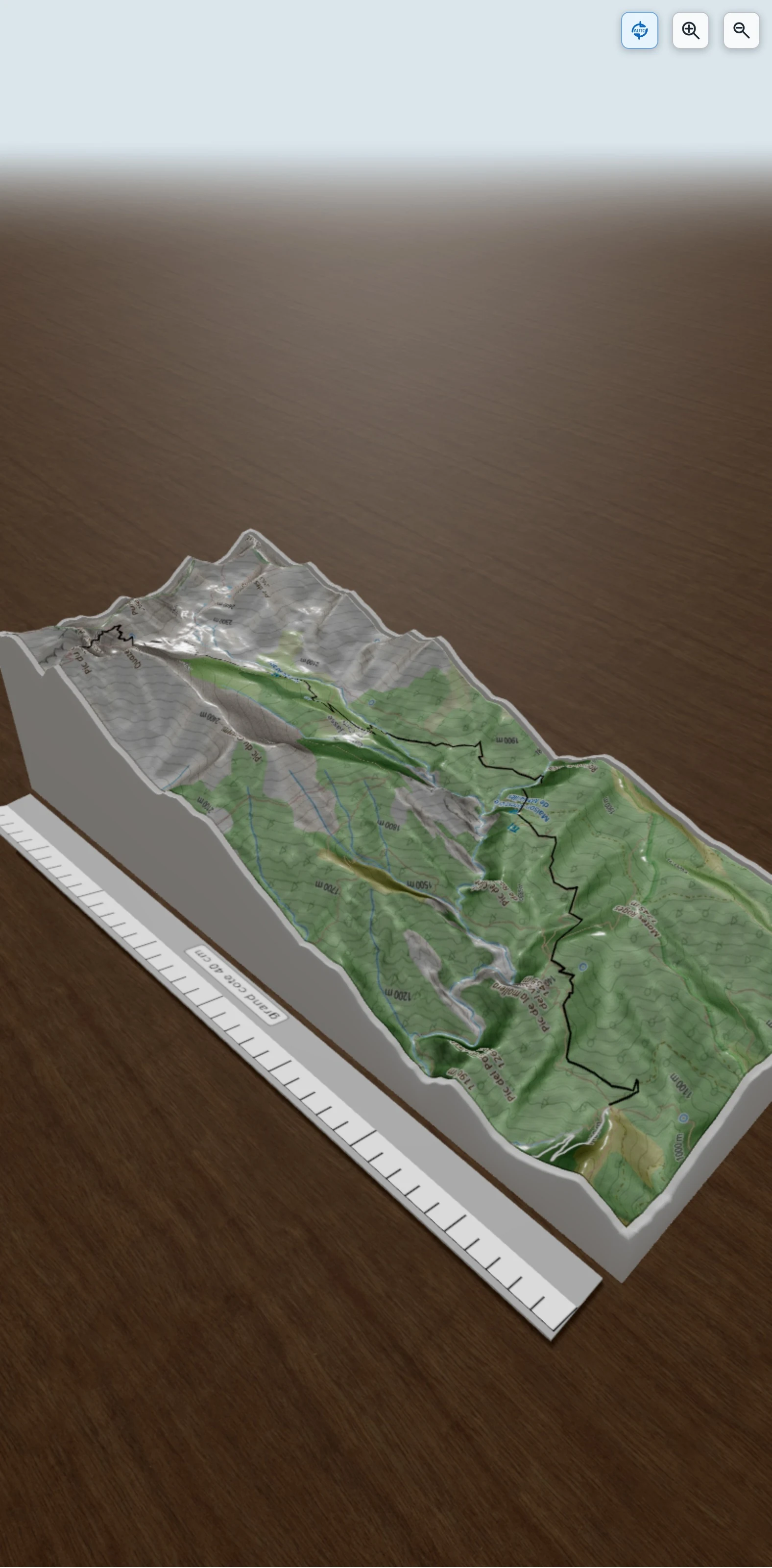 Carte en relief 3D de PROJET CANIGOU depuis le col de jou et le refuge des Marialles, avec relief topographique