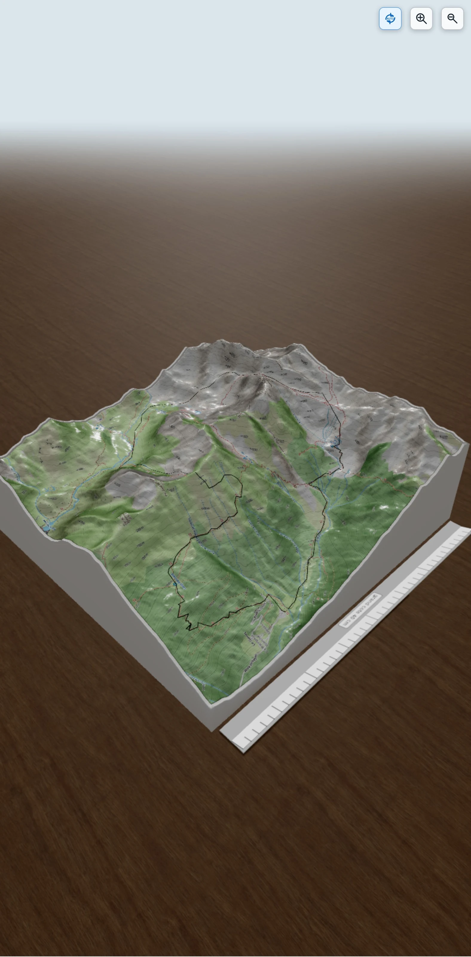 Carte en relief 3D de projet de ballade par les lacs du Morétan, avec relief topographique