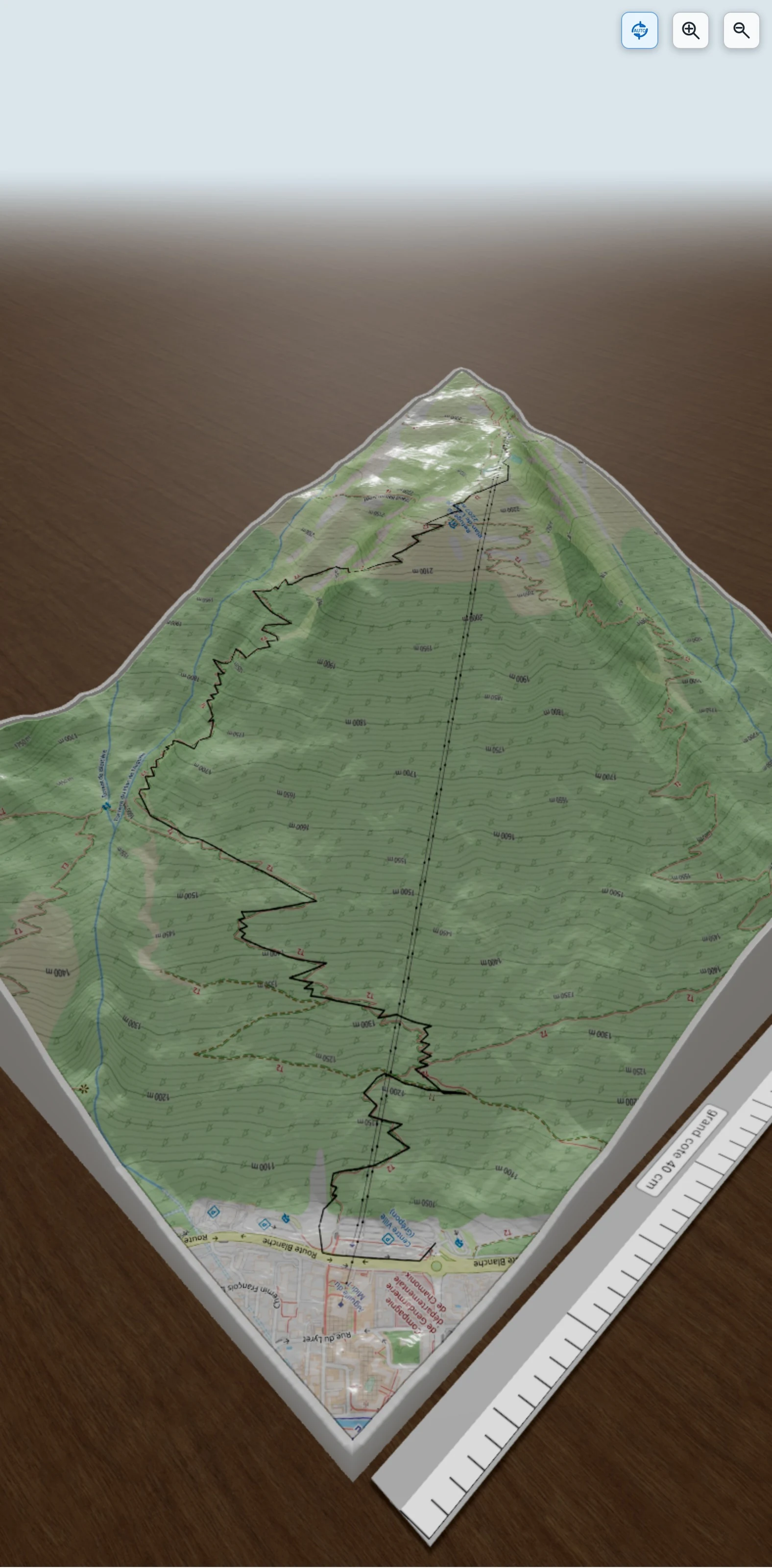 Carte en relief 3D de Randonnée Chamonix - Plan de l'Aiguille, avec relief topographique