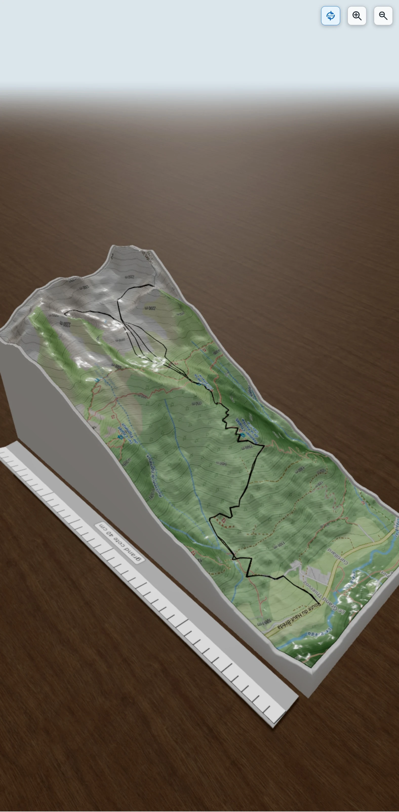 Carte en relief 3D de Raquettes et fondue à la Fouetterie, avec relief topographique