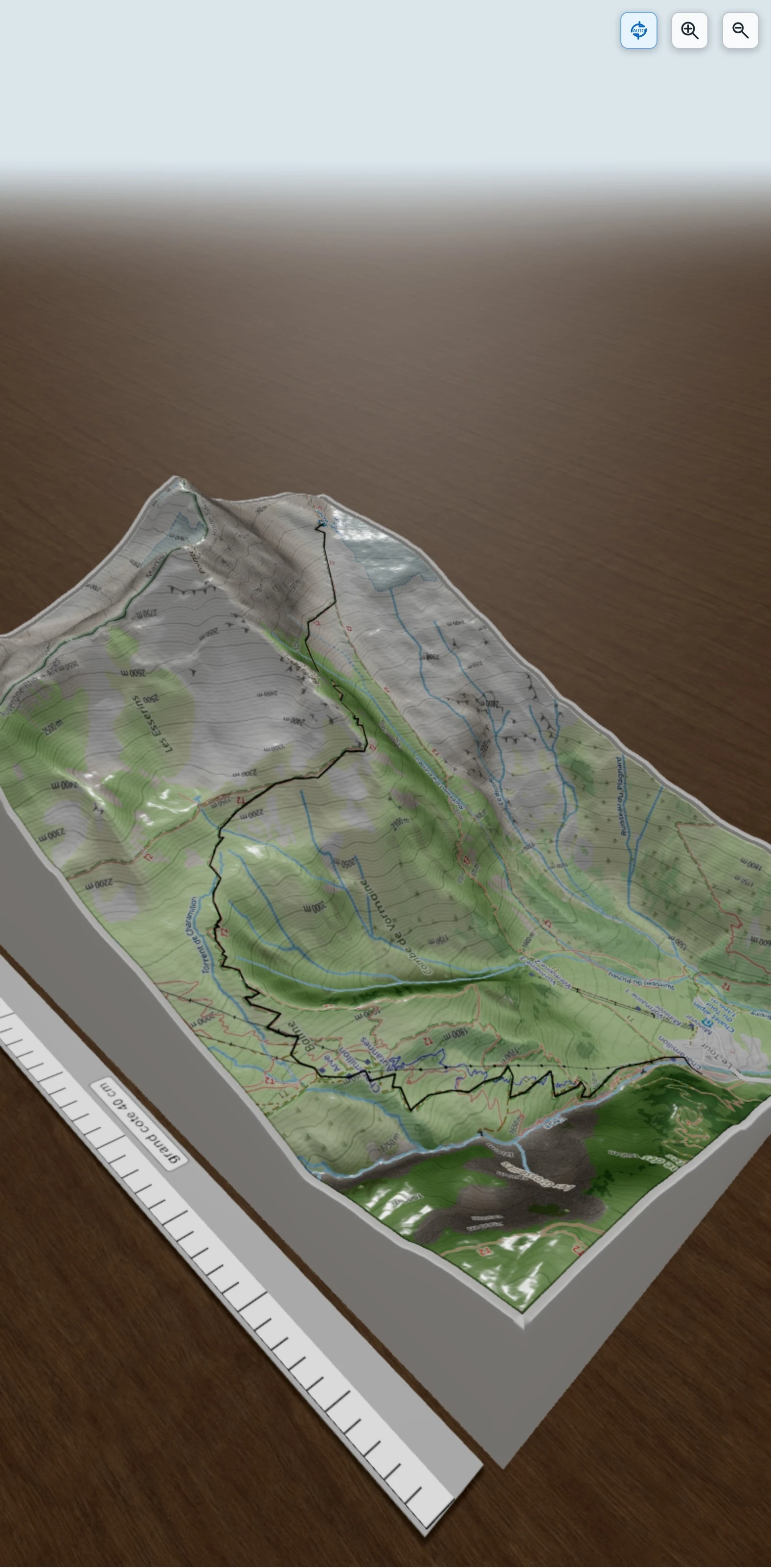 Carte en relief 3D de refuge albert 1er, avec relief topographique