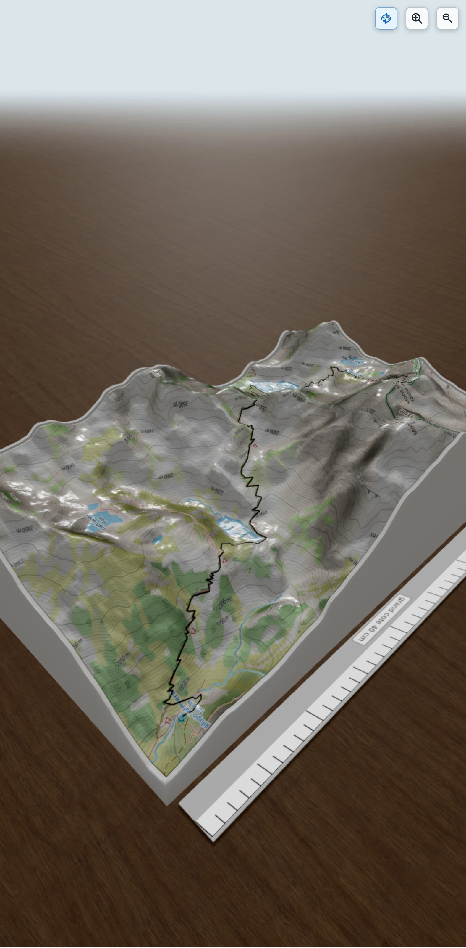 Carte en relief 3D de refuge malinvern sommet, avec relief topographique