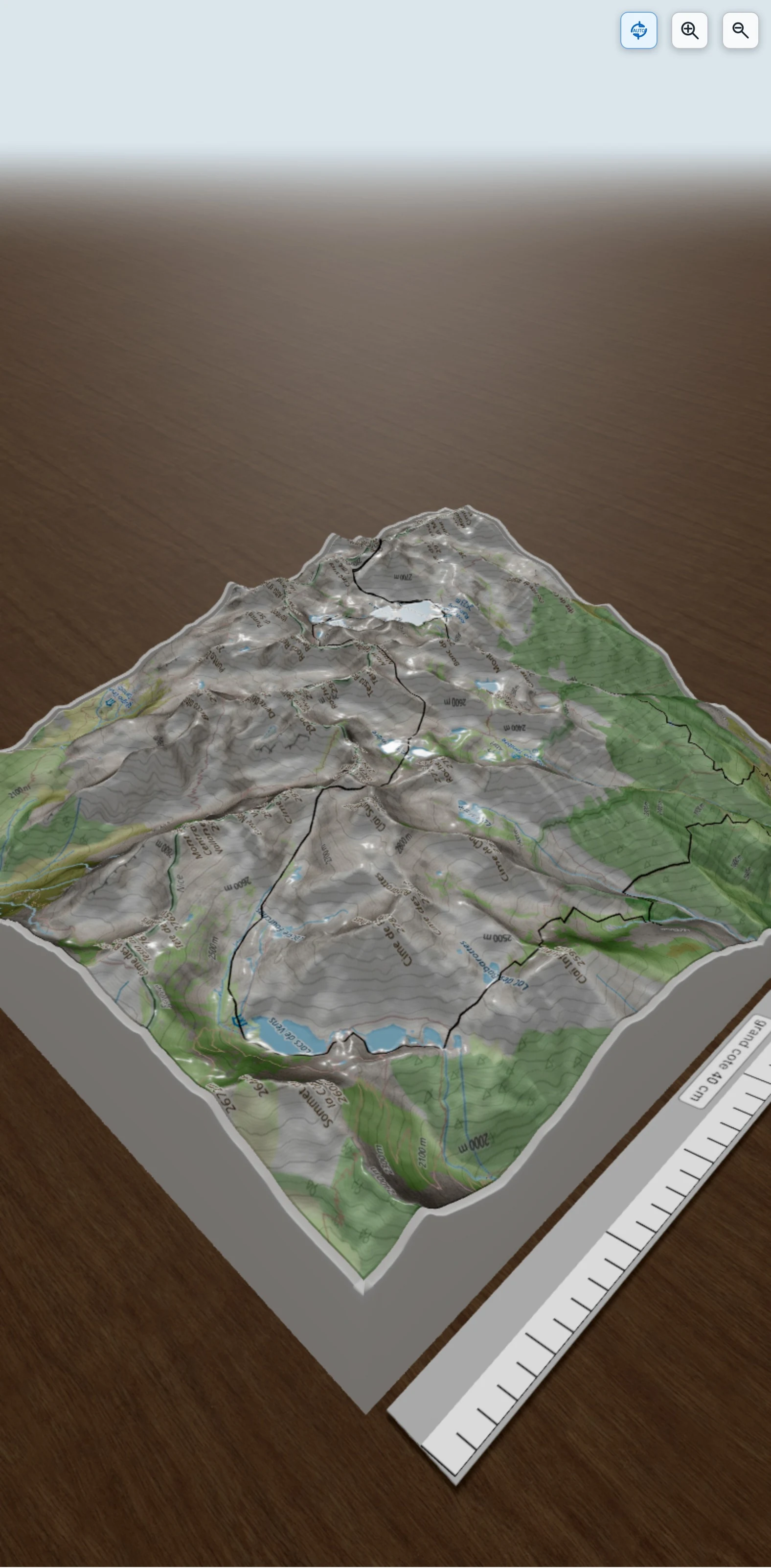 Carte en relief 3D de reguge de Vens, Mont Tenibre, Corborant, avec relief topographique
