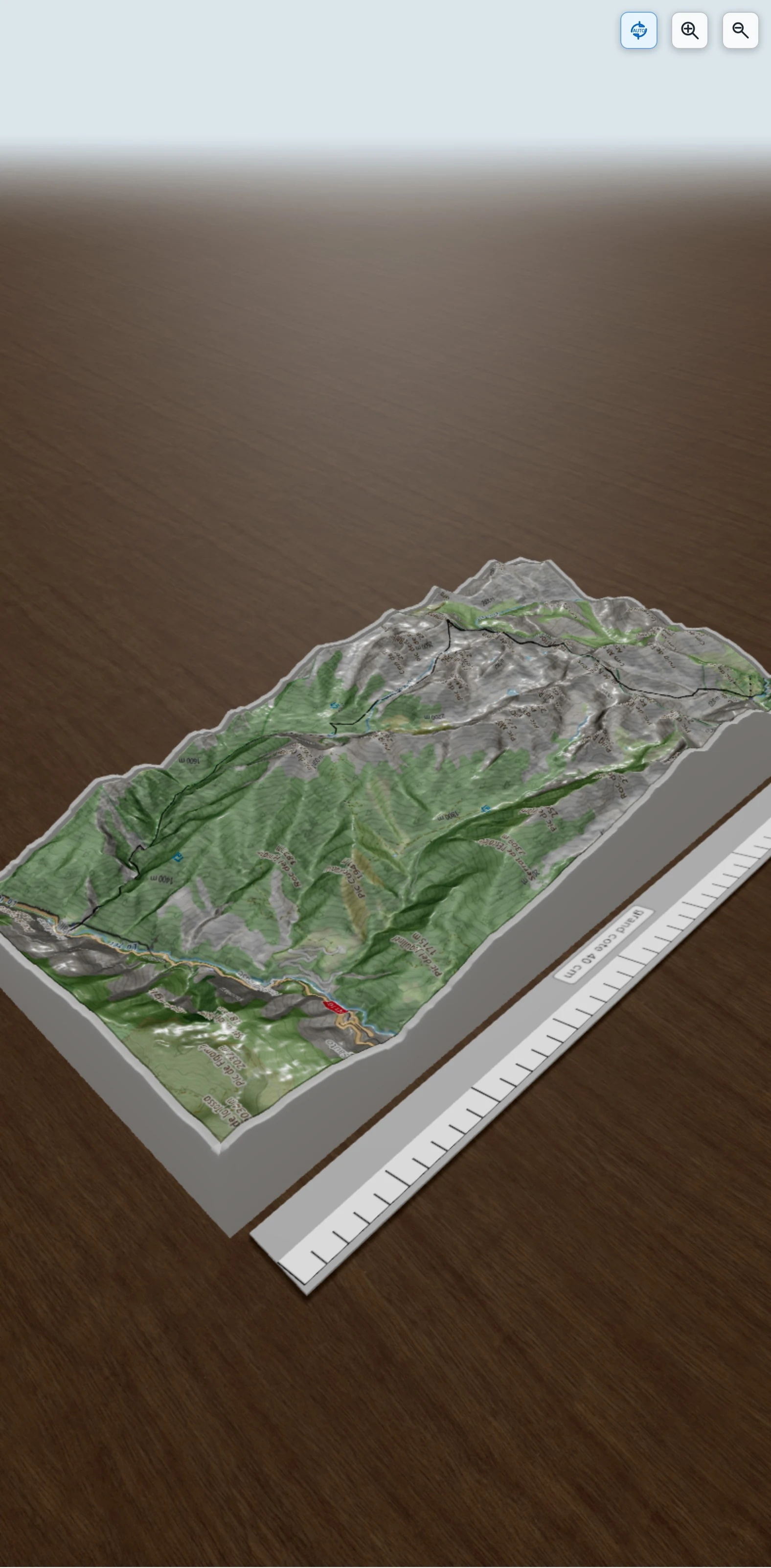 Carte en relief 3D de Repérage Caranca 4 jours en cours, avec relief topographique