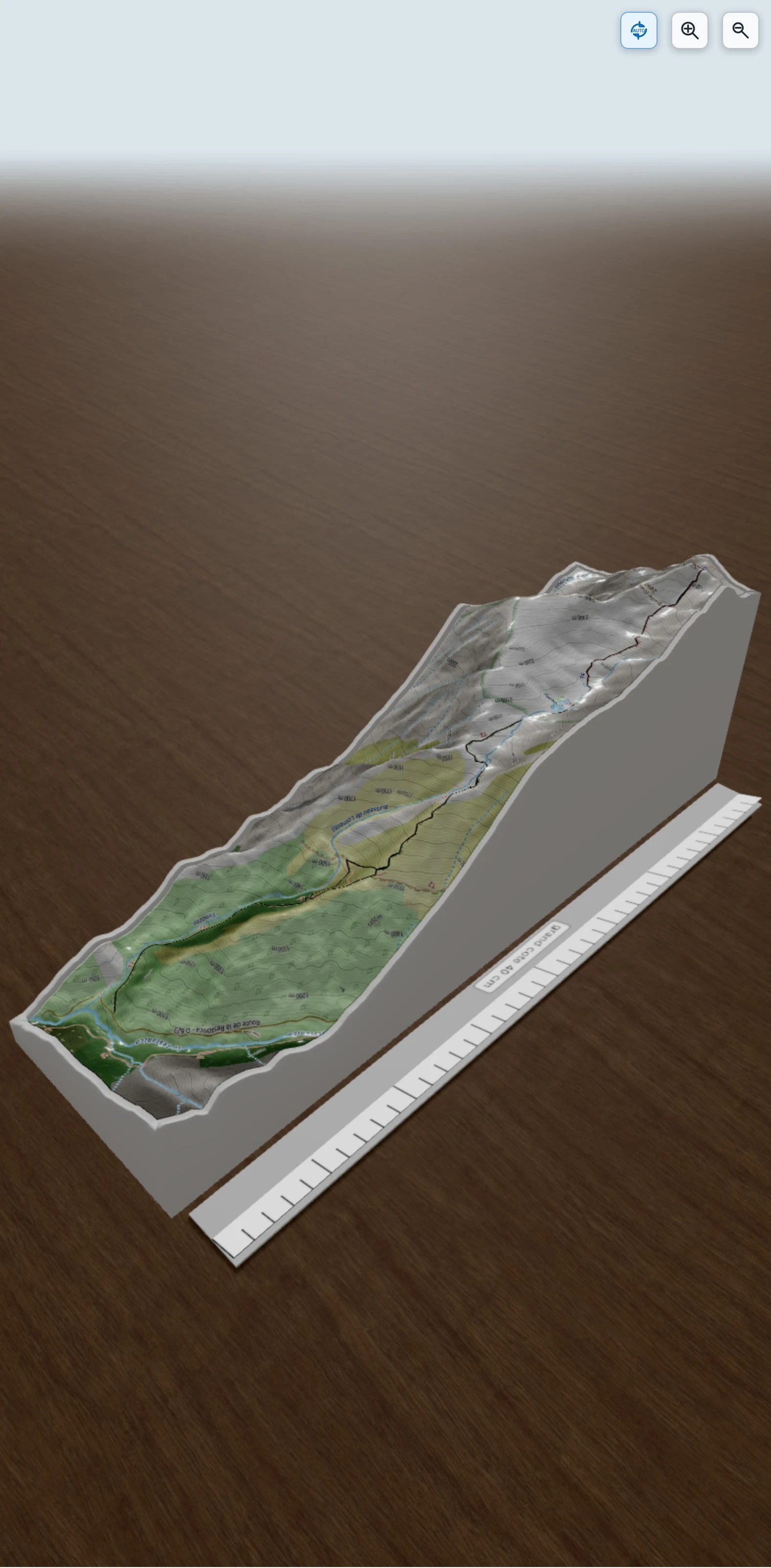 Carte en relief 3D de Retondo, avec relief topographique