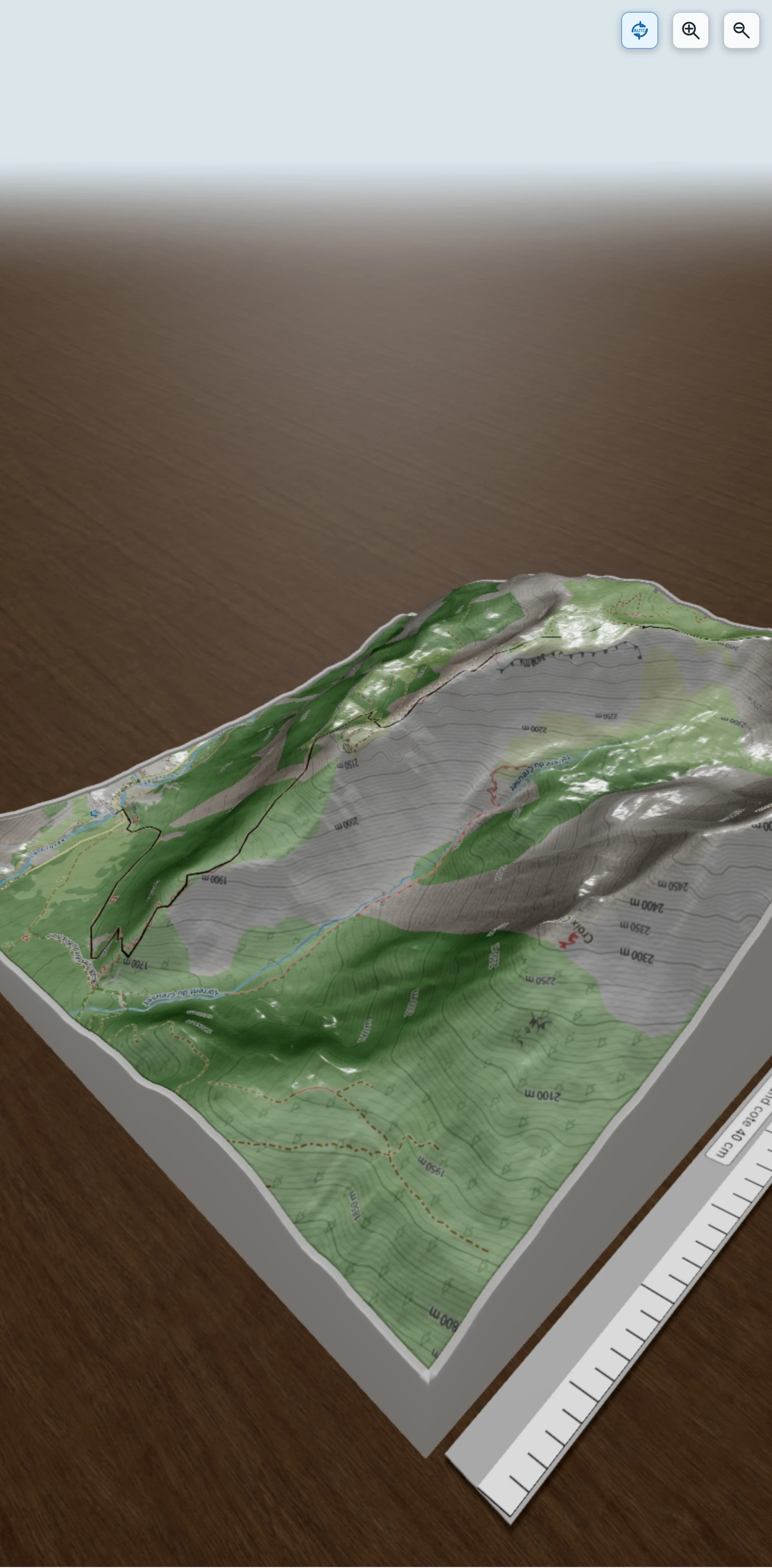 Carte en relief 3D de Roche Gauthier, avec relief topographique