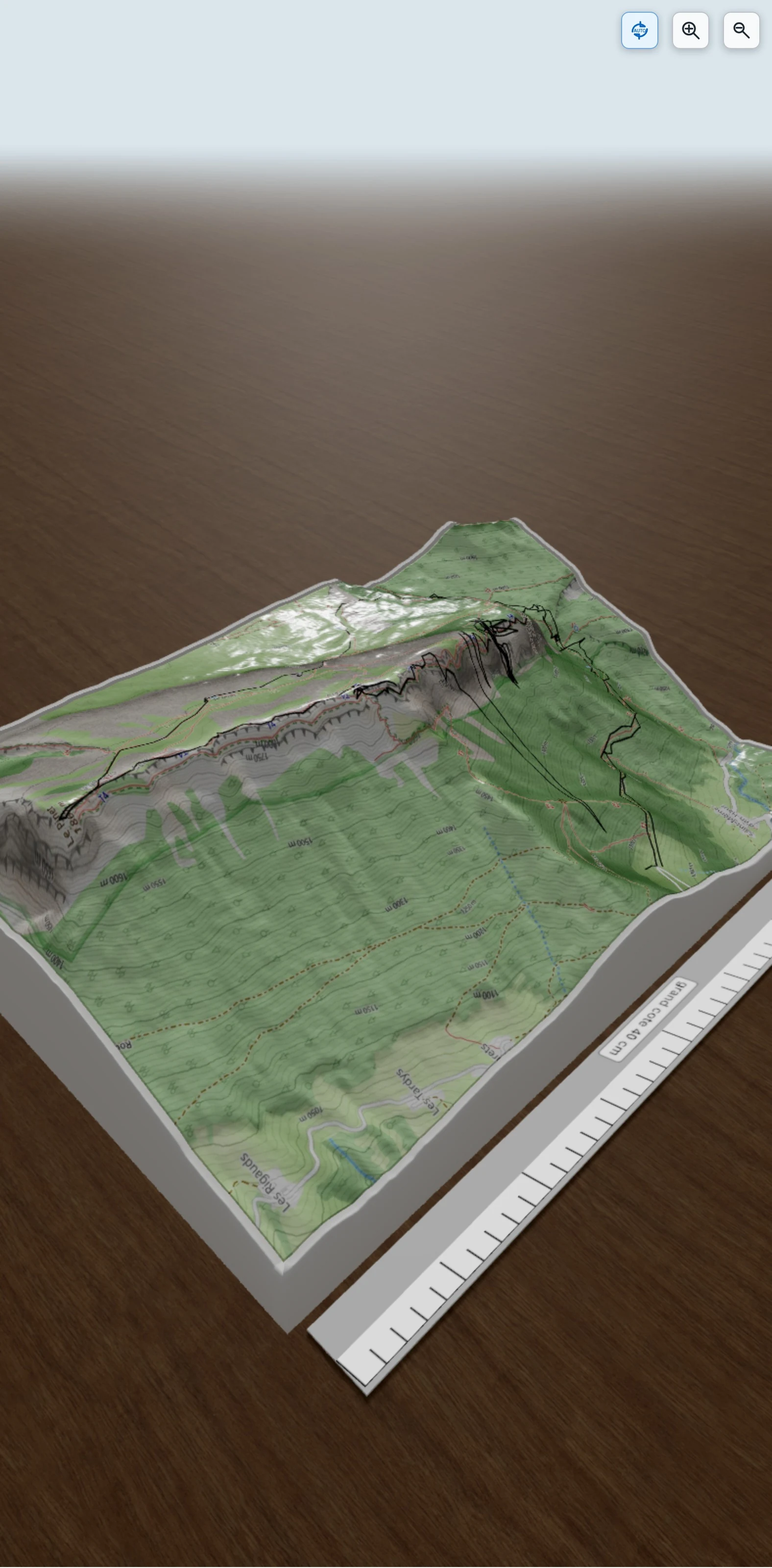 Carte en relief 3D de sangle du Fouda blanc, avec relief topographique