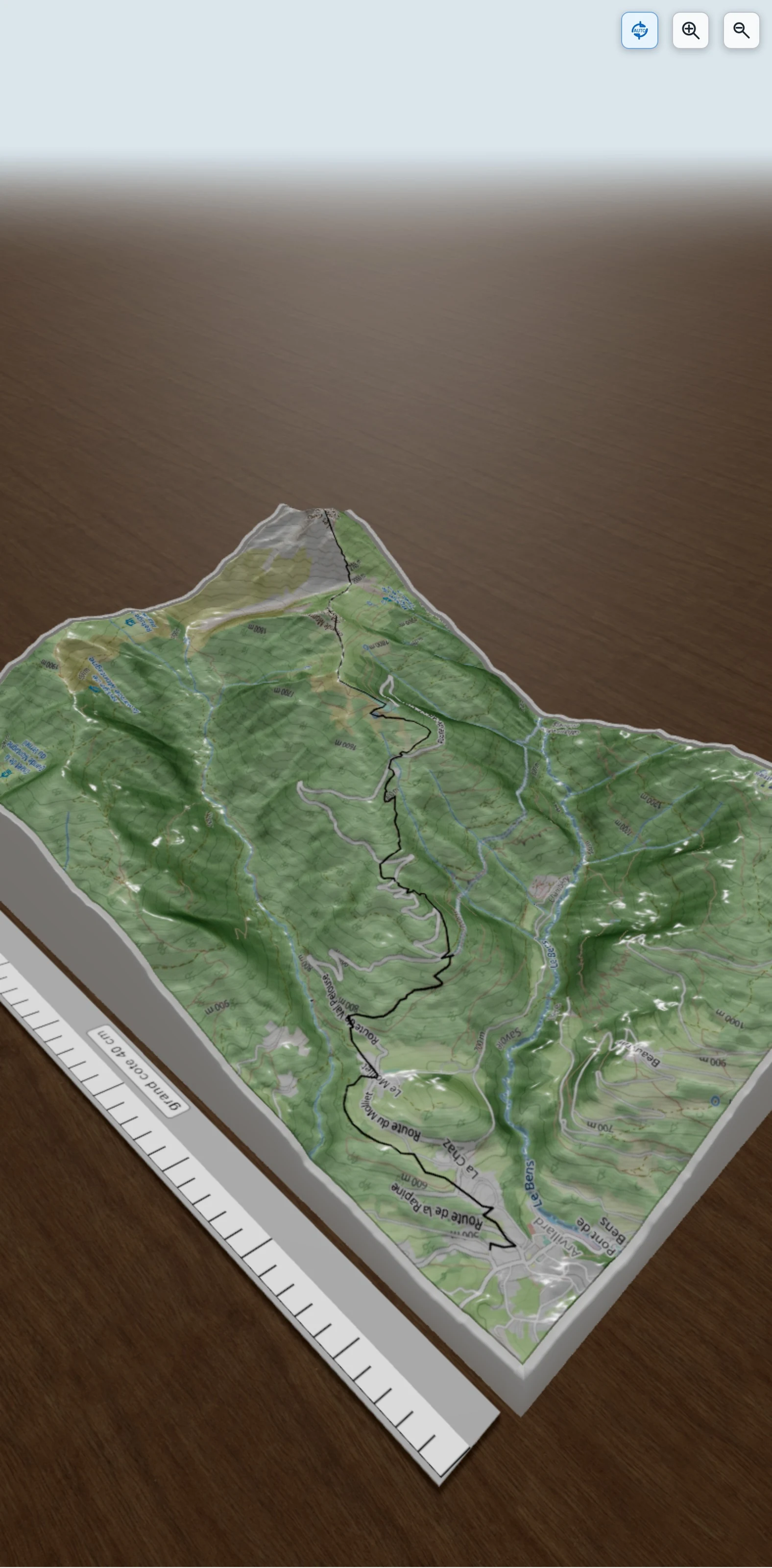 Carte en relief 3D de Sentier Arvillard - Val Pelouse, avec relief topographique