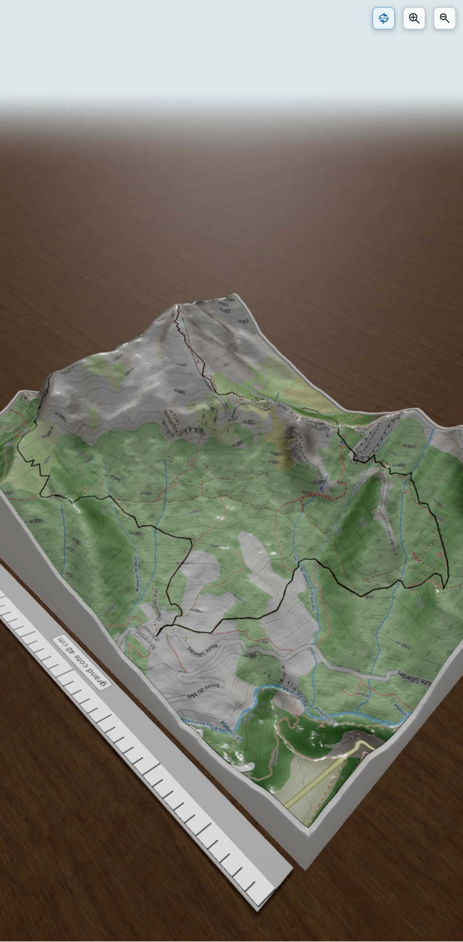 Carte en relief 3D de SityTrail - Pas de Larche Pierroux, avec relief topographique
