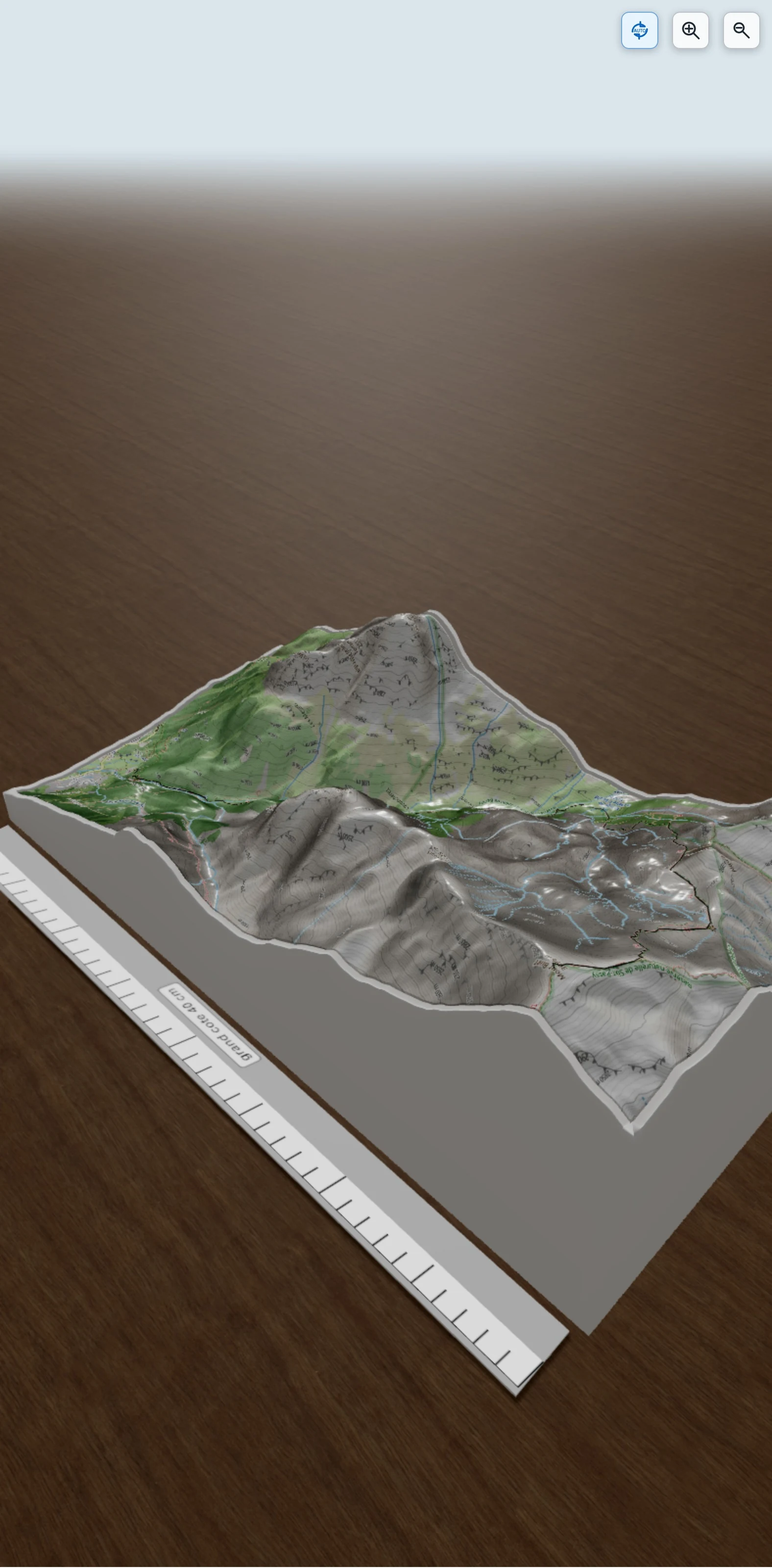 Carte en relief 3D de sommet du buet, avec relief topographique