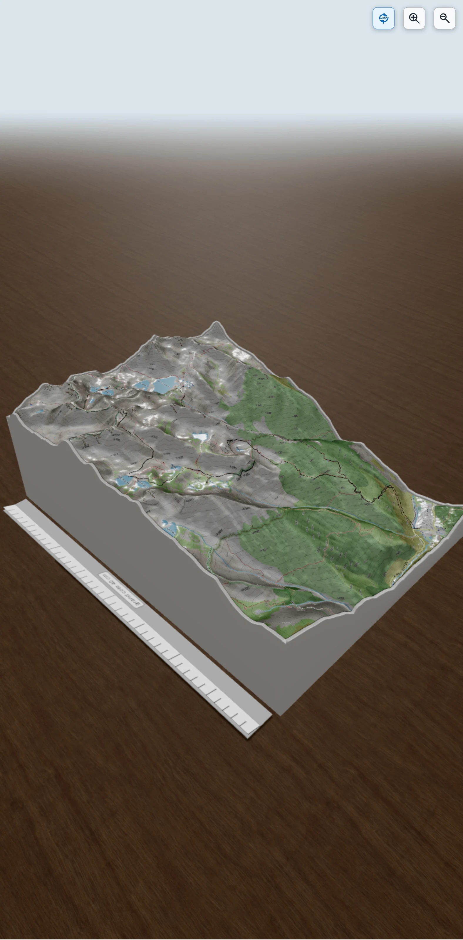 Carte en relief 3D de tenibre, avec relief topographique