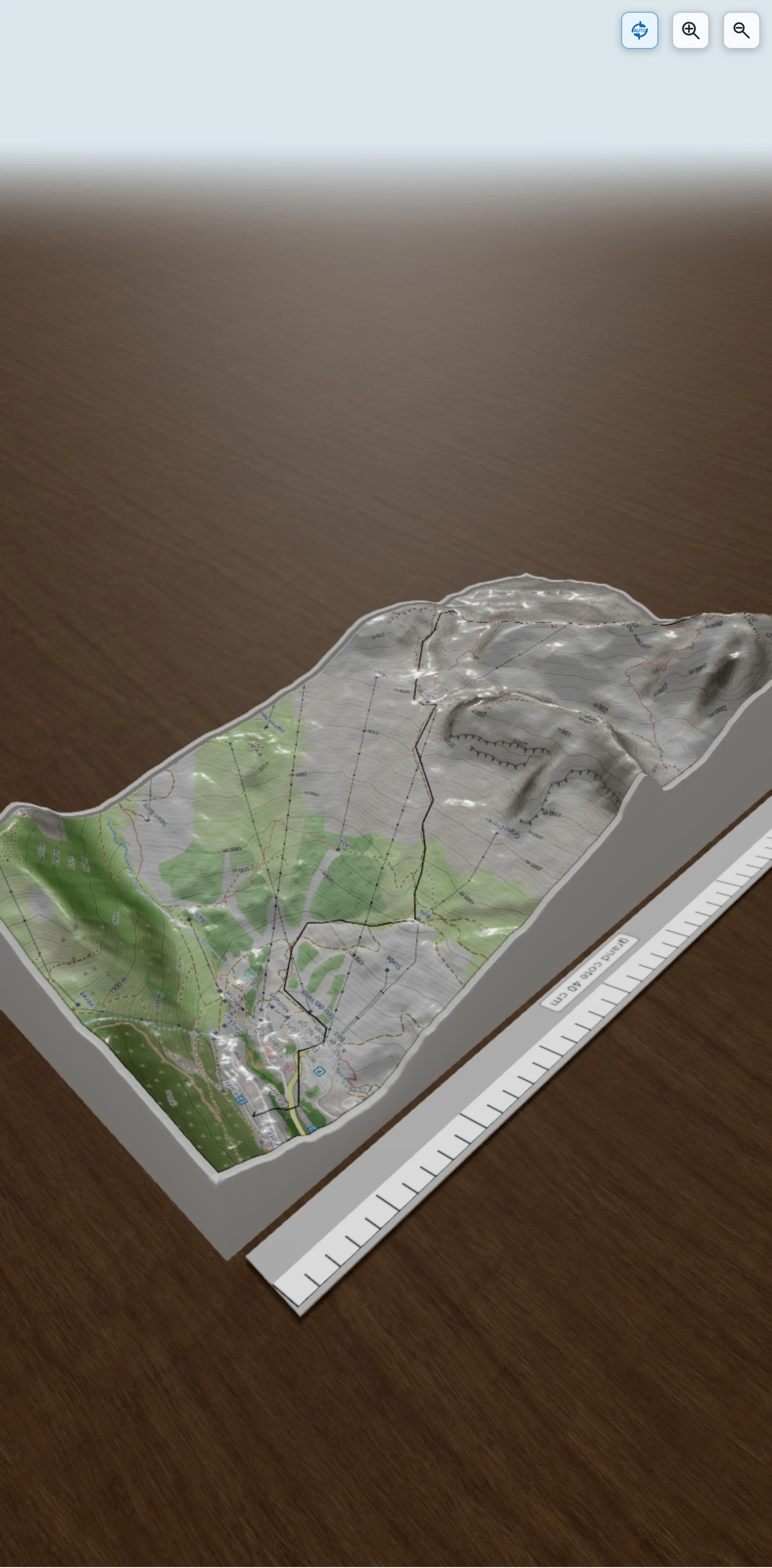 Carte en relief 3D de tete coloney, avec relief topographique