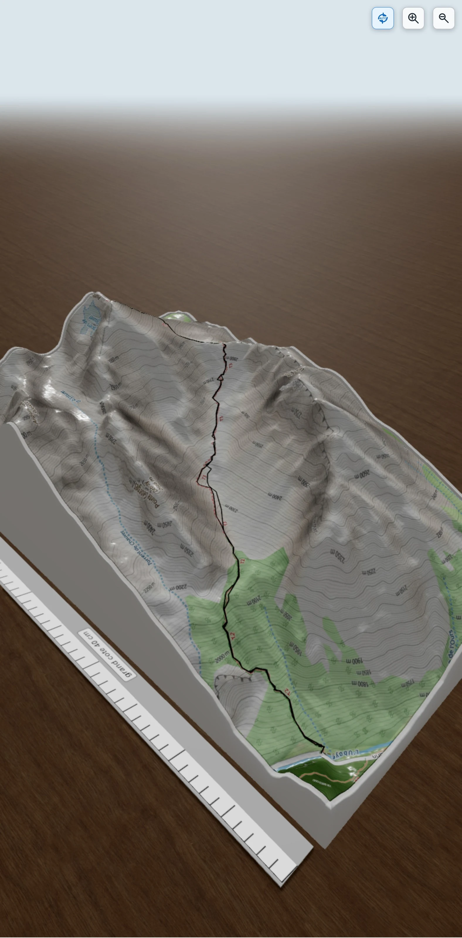 Carte en relief 3D de Tête d'Aval, avec relief topographique