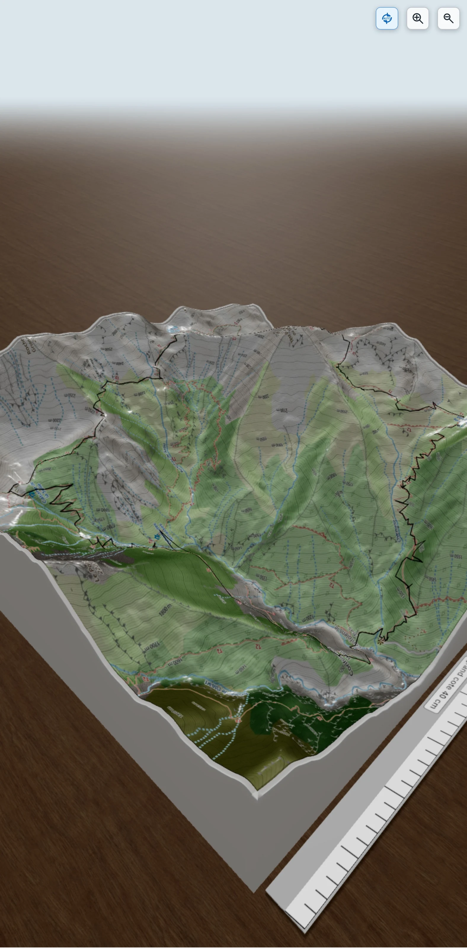 Carte en relief 3D de Tête de la rame ou tête des Chétives, avec relief topographique