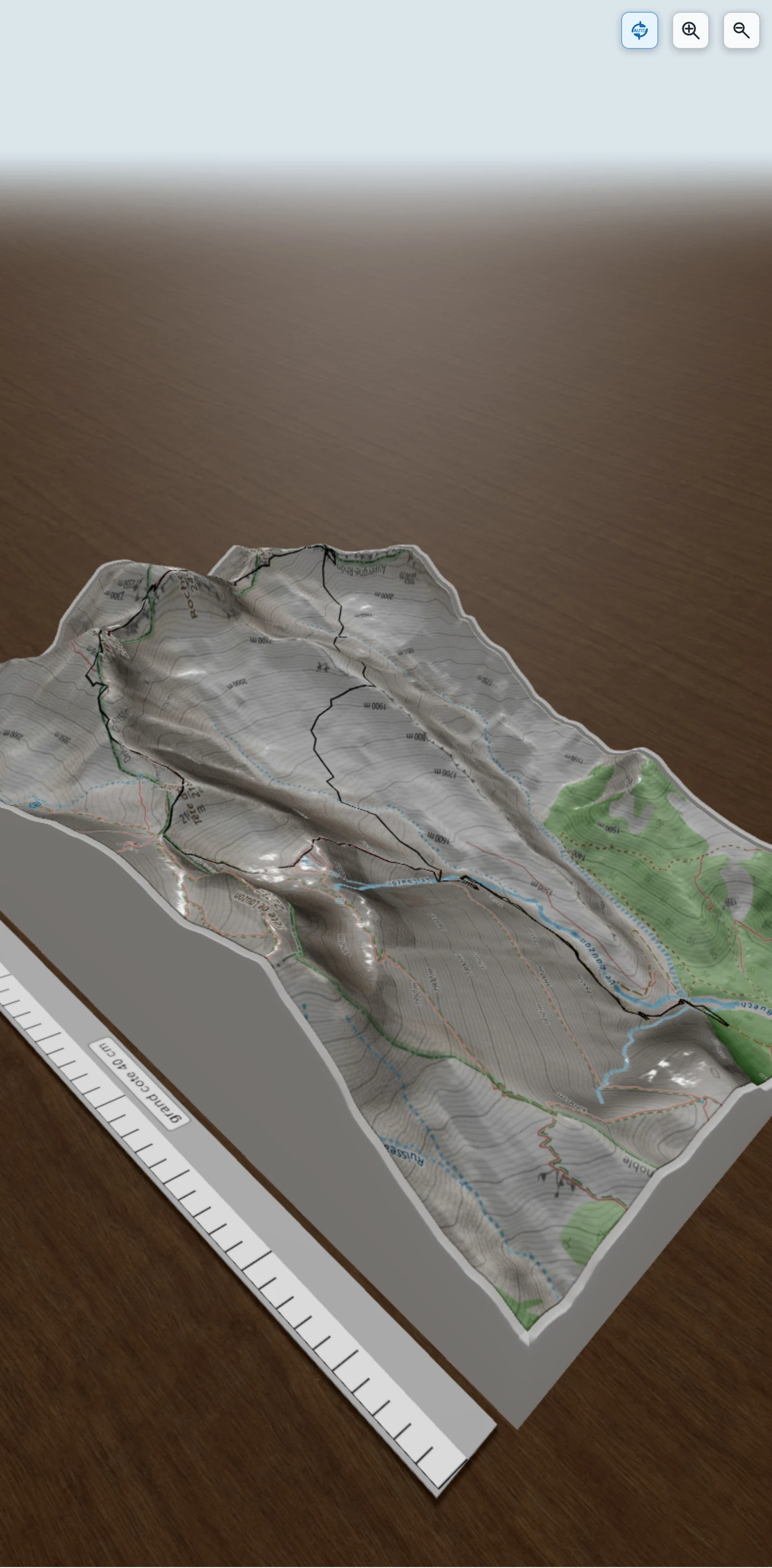 Carte en relief 3D de Tête de Plate Longue et Rocher Rond depuis la Jarjatte (Dévoluy), avec relief topographique