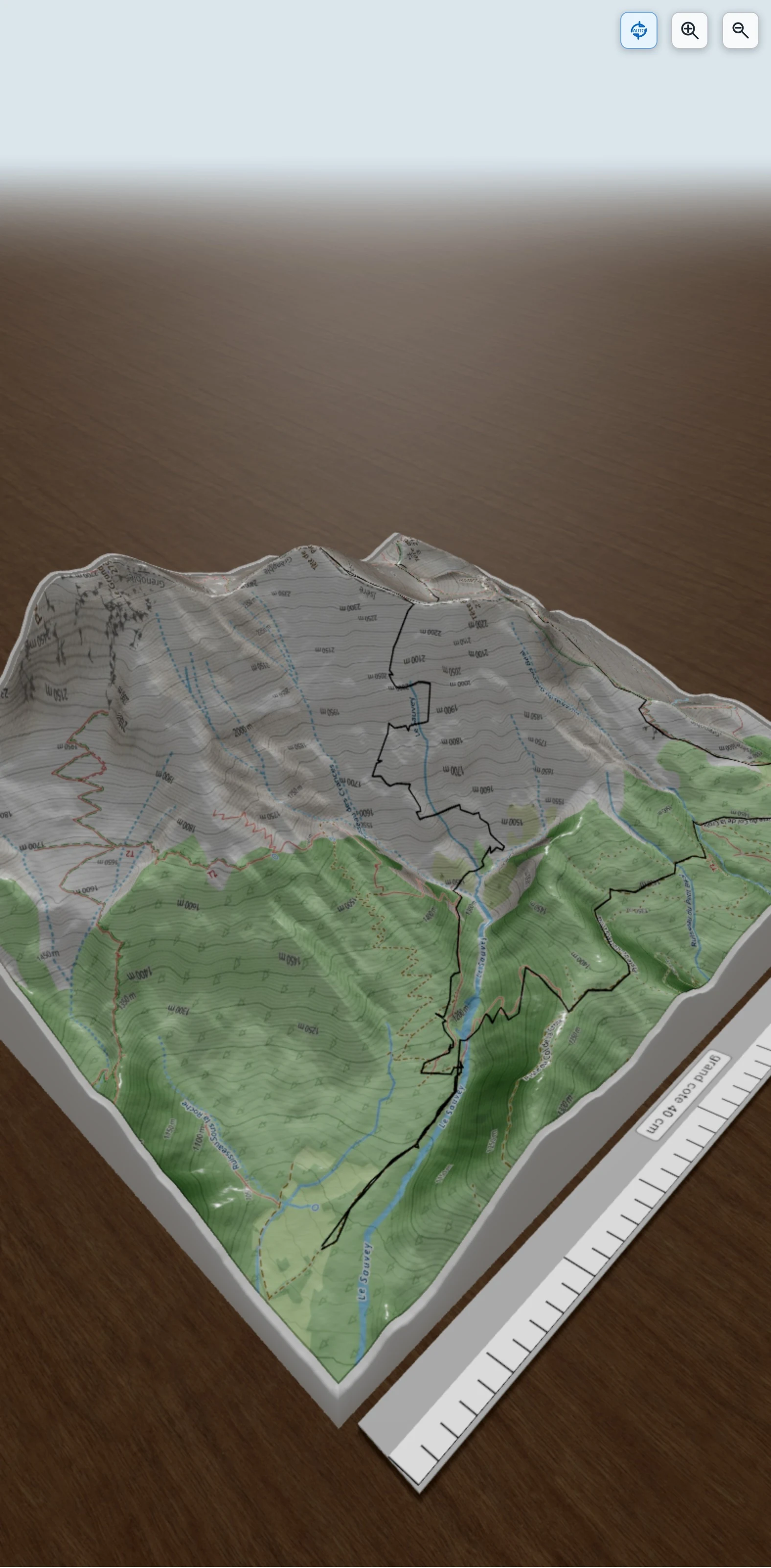 Carte en relief 3D de Tête de Vallon pierra face ouest (Devoluy), avec relief topographique