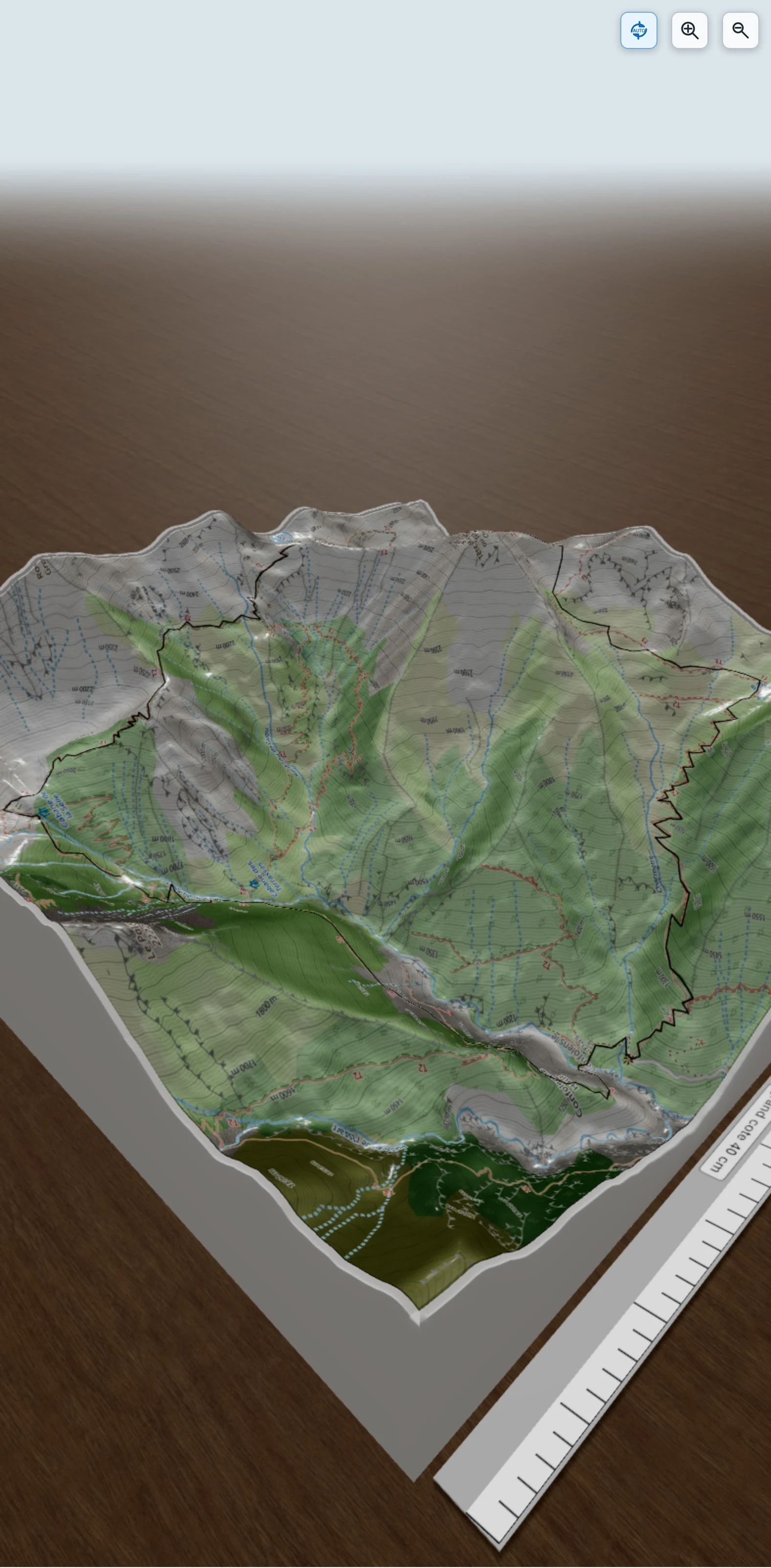 Carte en relief 3D de Tête des Chétives en boucle depuis Confolens, avec relief topographique