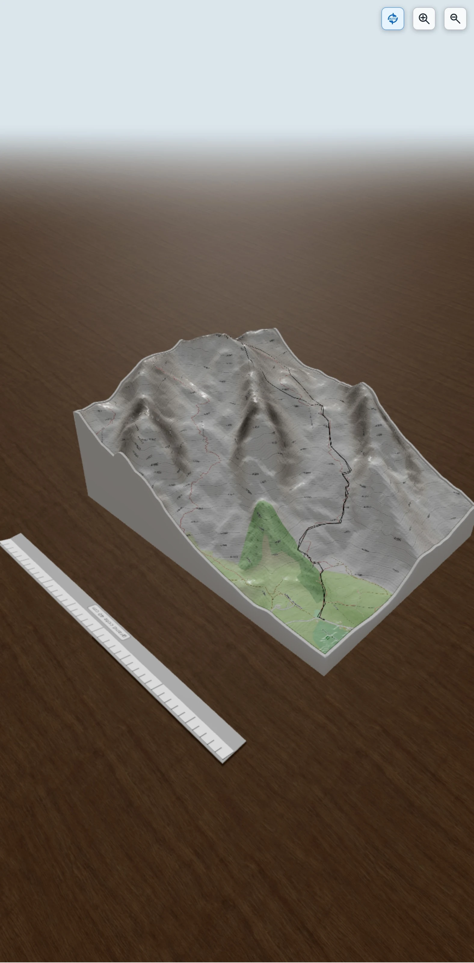 Carte en relief 3D de Tête Pelouse - par le point coté 2490, avec relief topographique