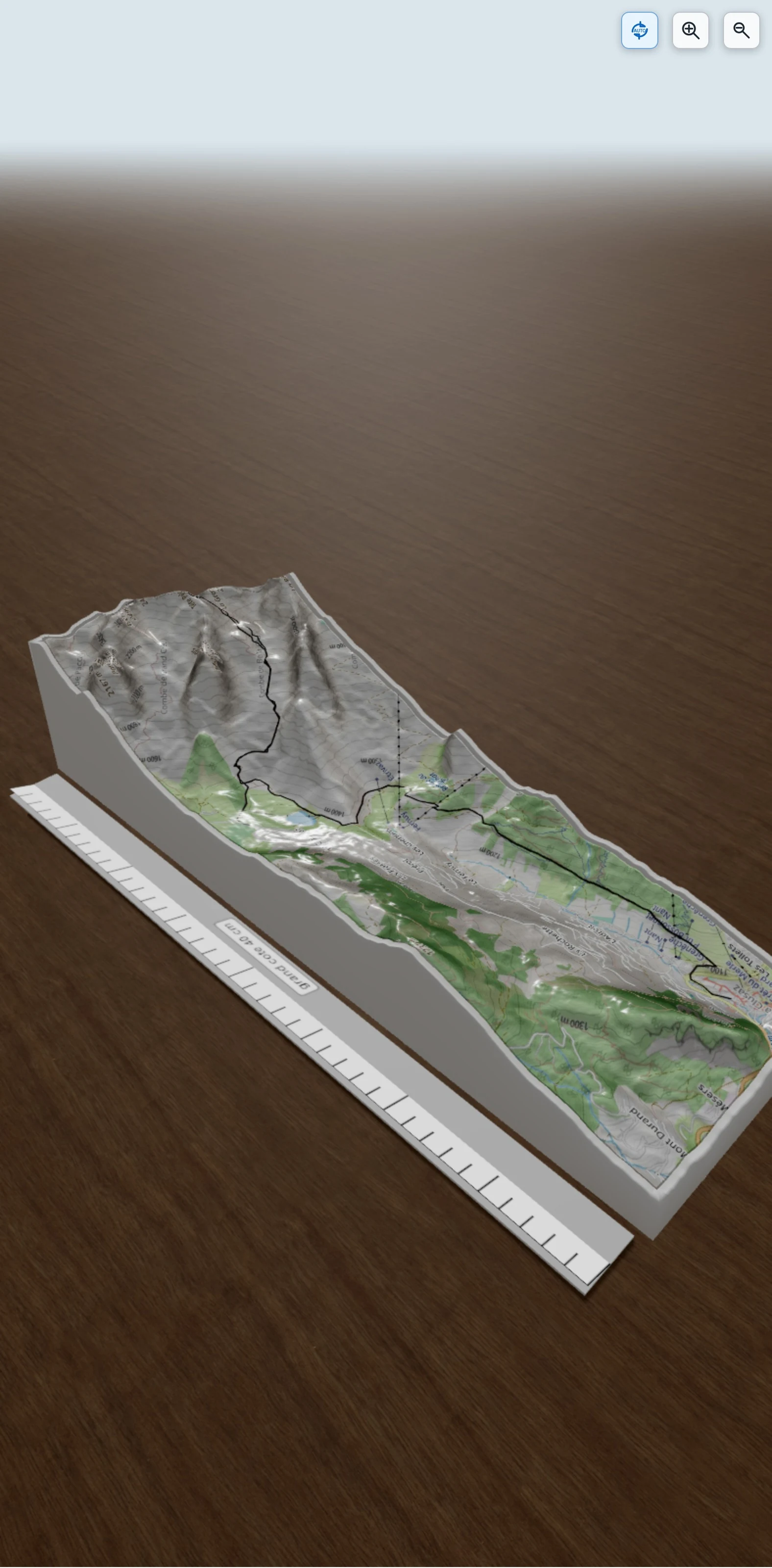 Carte en relief 3D de Tête Pelouse, avec relief topographique