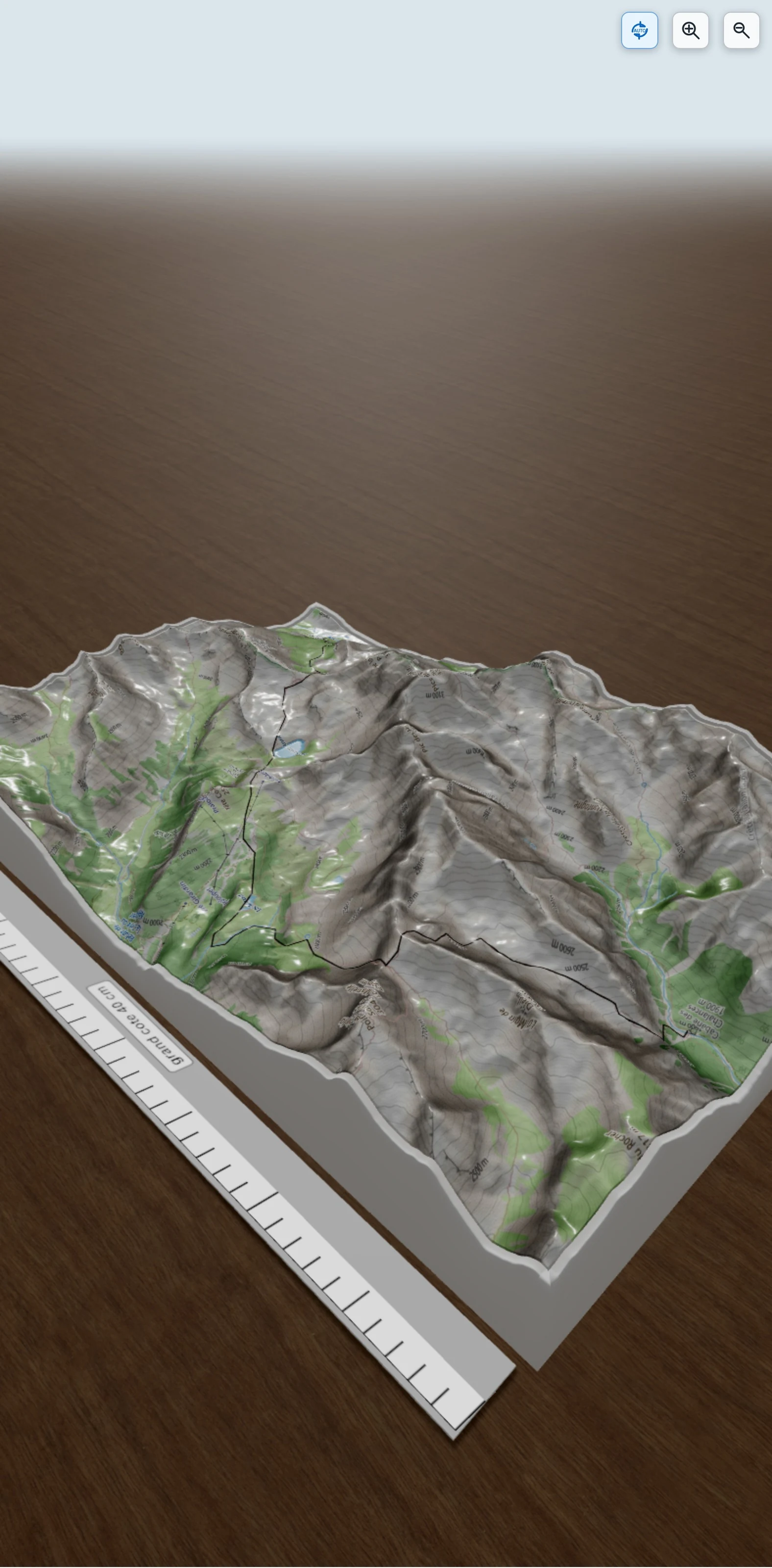 Carte en relief 3D de Tour de Font Sancte sur deux jours (1), avec relief topographique