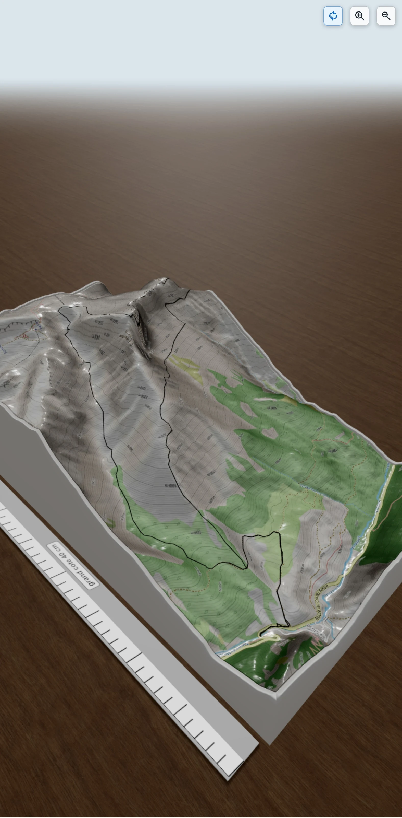Carte en relief 3D de Tour de la Tête d'Aurouze (Dévoluy), avec relief topographique