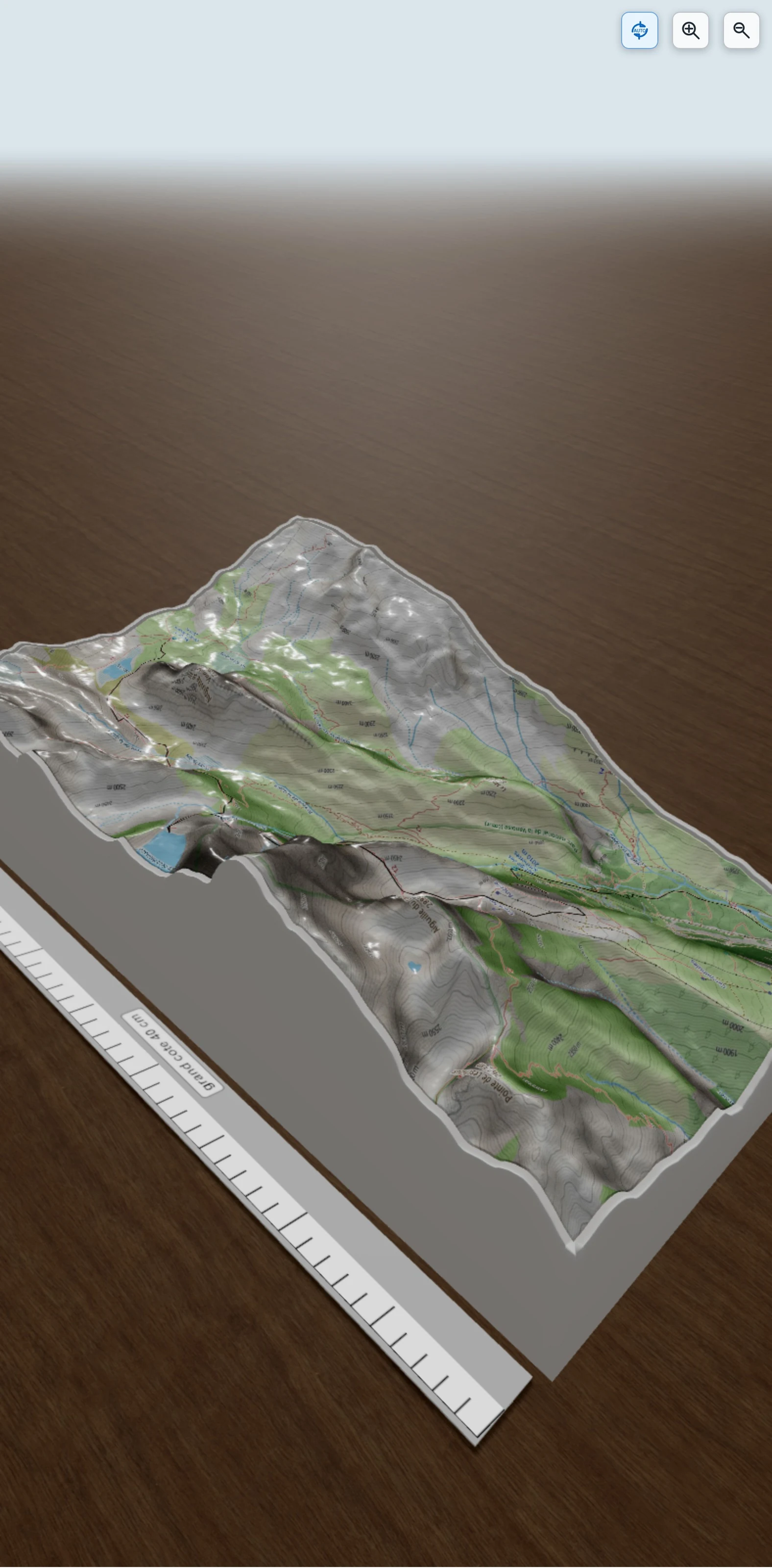 Carte en relief 3D de tour de la vanoise, avec relief topographique