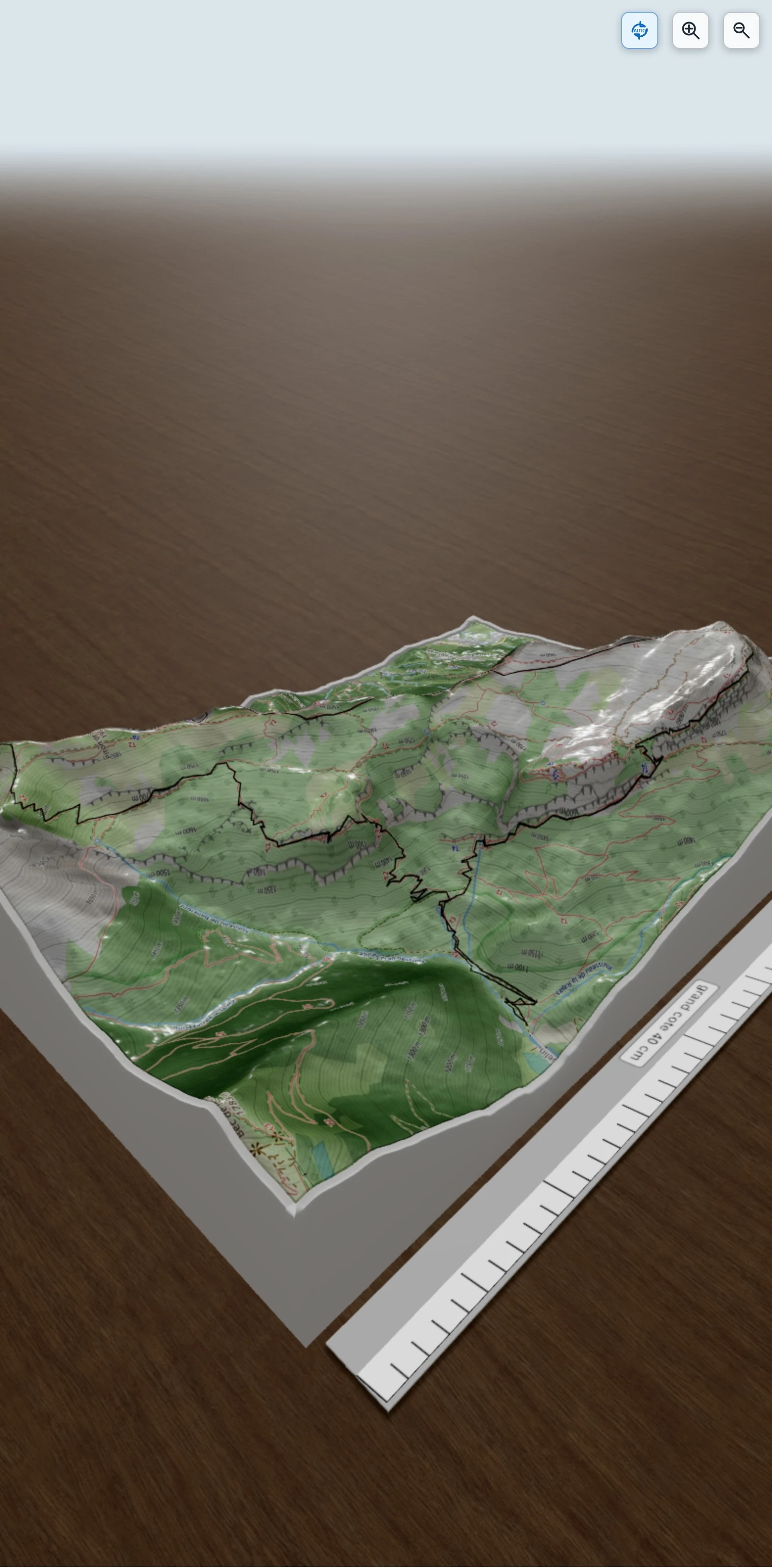 Carte en relief 3D de Tour des hauts plateaux de Chartreuse par les sangles 1/3, avec relief topographique