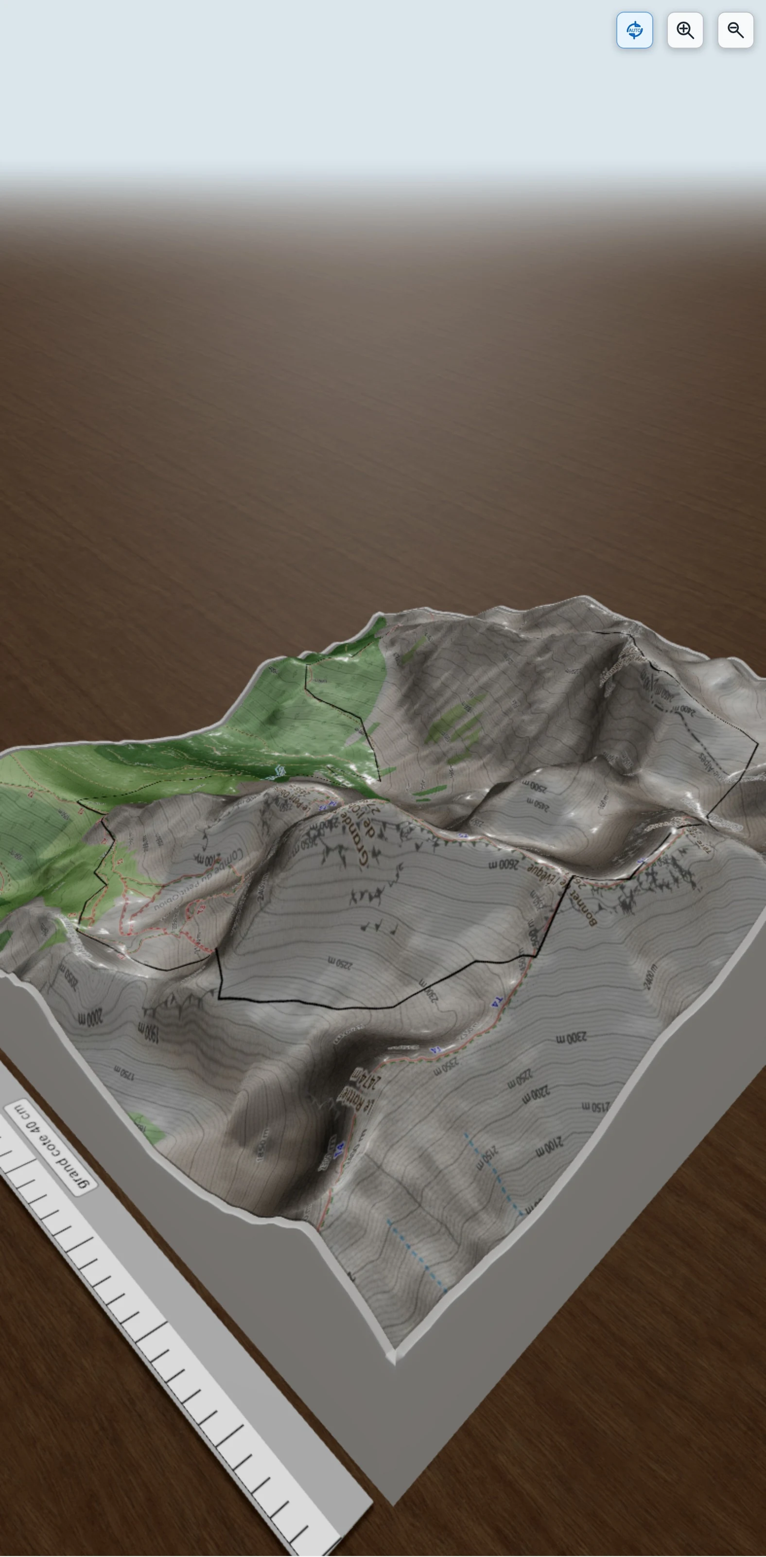 Carte en relief 3D de tour obiou, avec relief topographique