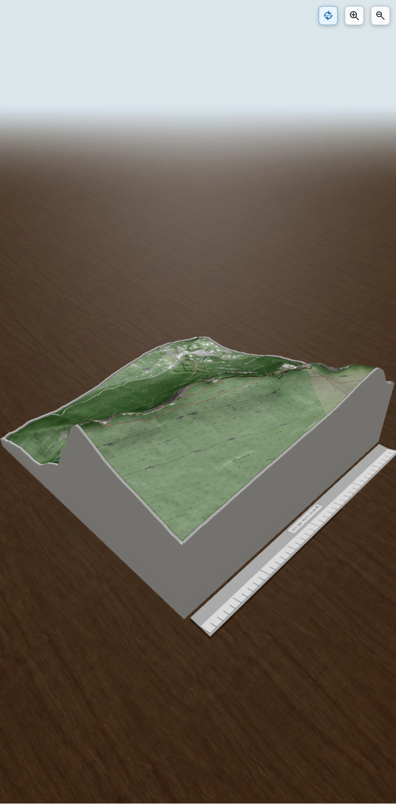 Carte en relief 3D de tour percée, avec relief topographique