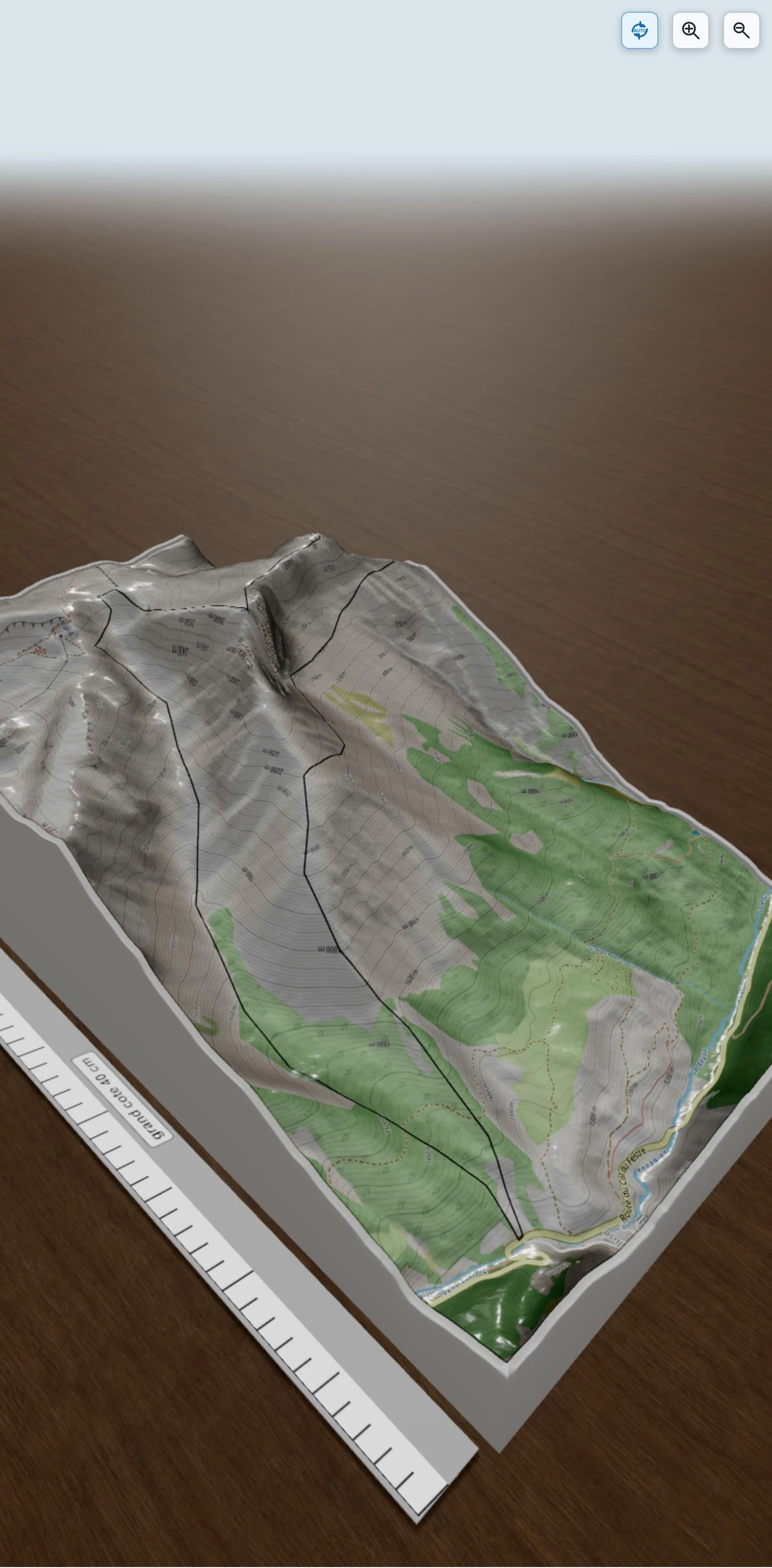 Carte en relief 3D de tour tete dela cluse, avec relief topographique