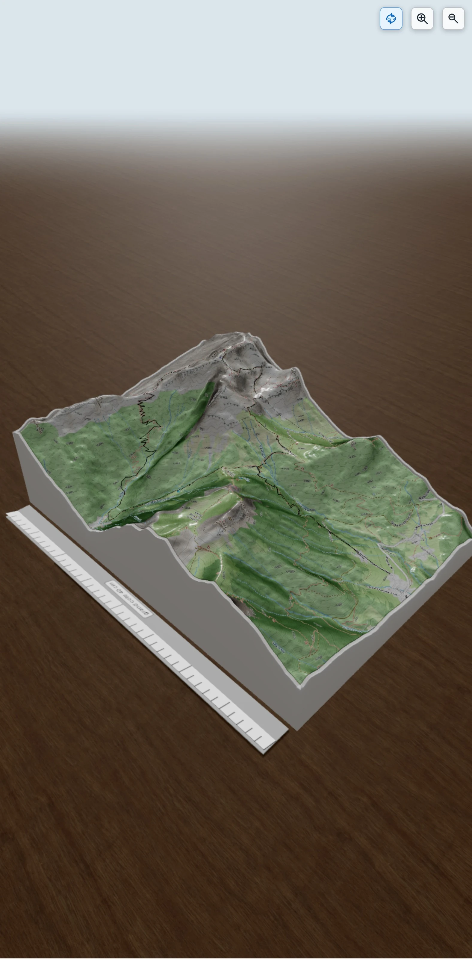 Carte en relief 3D de tournette a, avec relief topographique