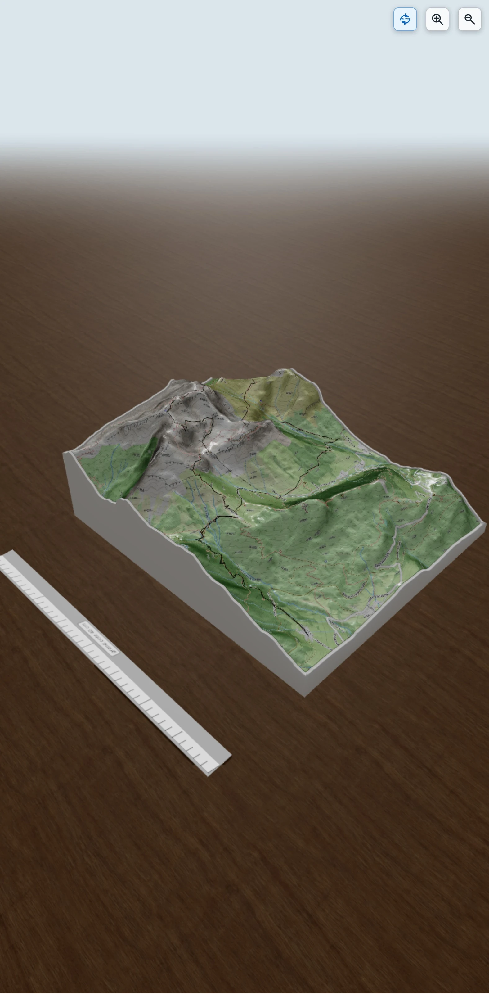 Carte en relief 3D de tournette b, avec relief topographique