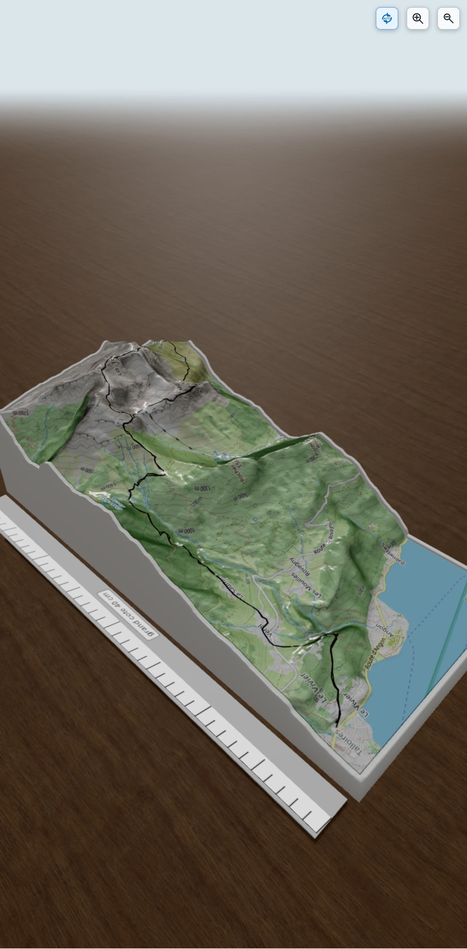 Carte en relief 3D de Tournette en boucle, avec relief topographique