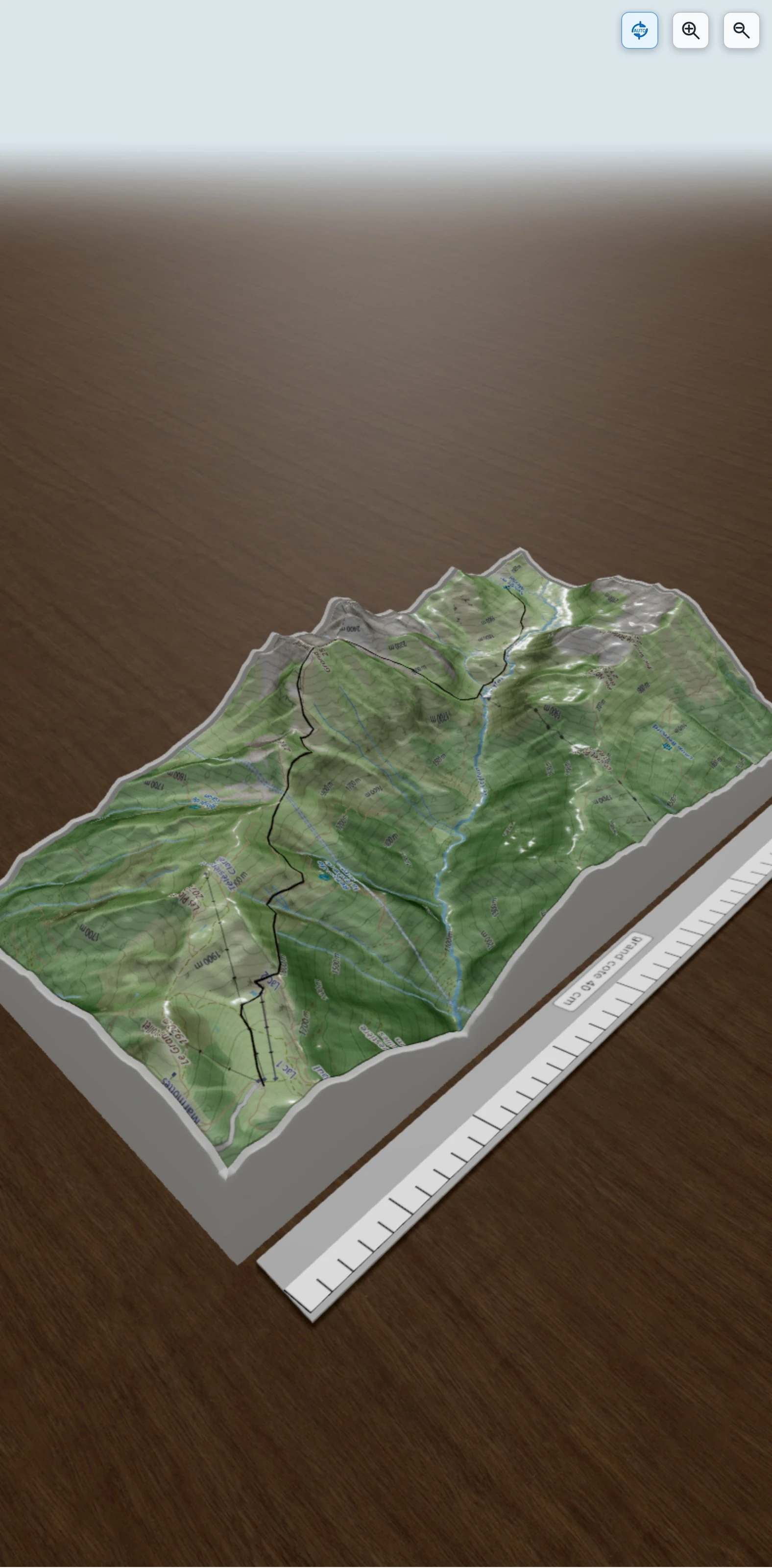 Carte en relief 3D de vallon du veyton,, avec relief topographique
