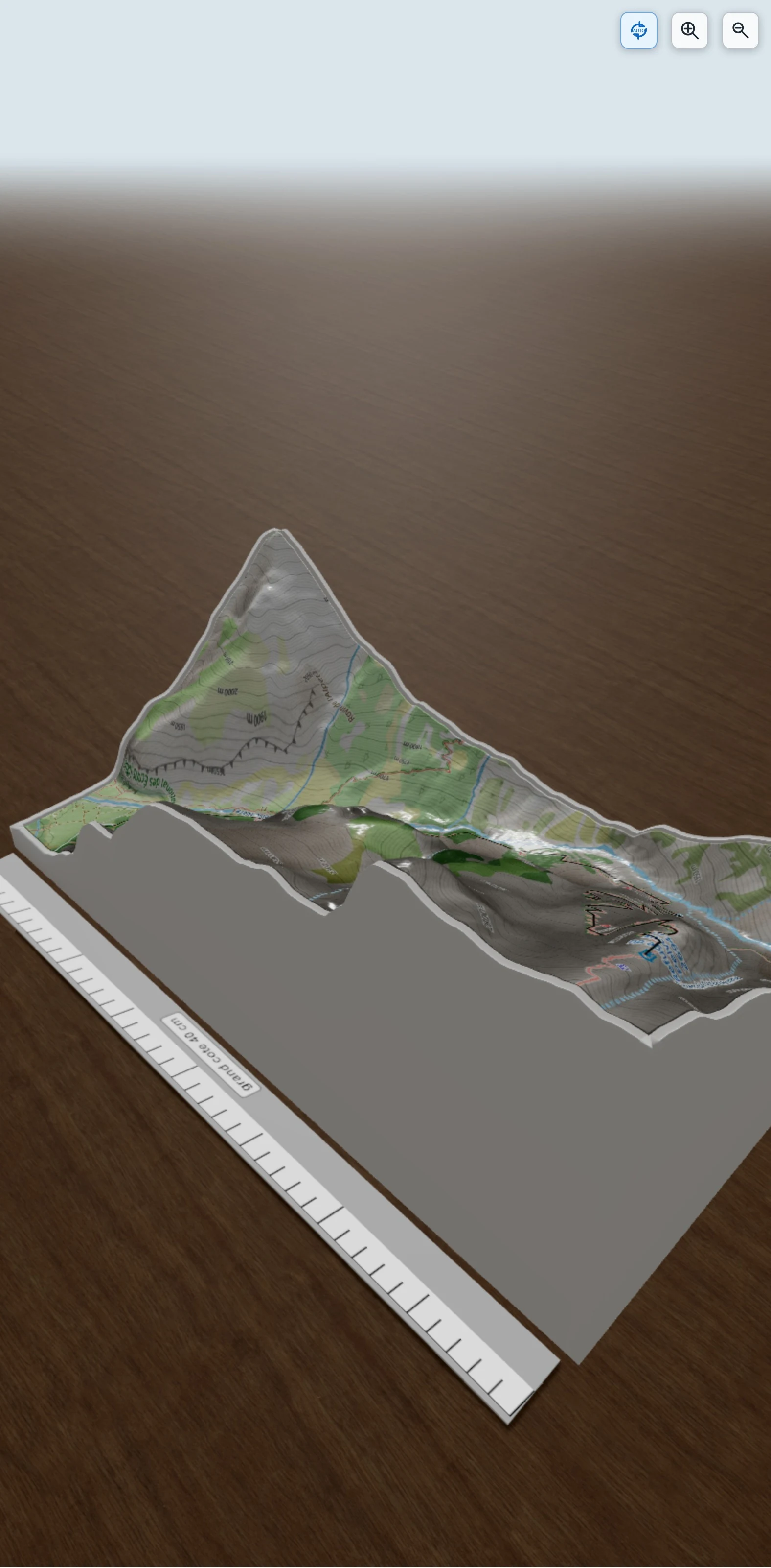 Carte en relief 3D de Vallouise, , refuge du Pelvoux, avec relief topographique