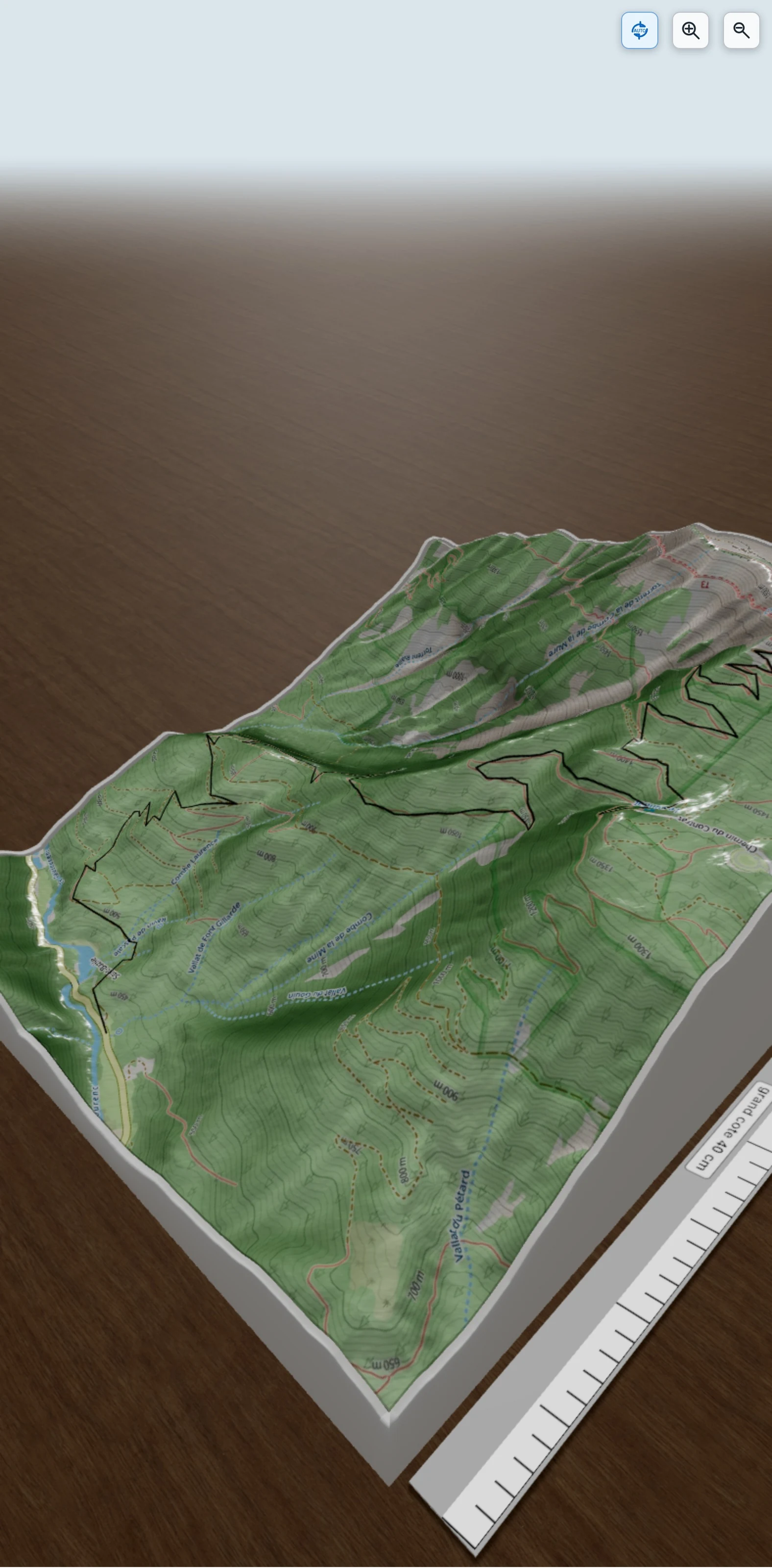Carte en relief 3D de Ventoux - Directissime Nord - 1700m/13km, avec relief topographique