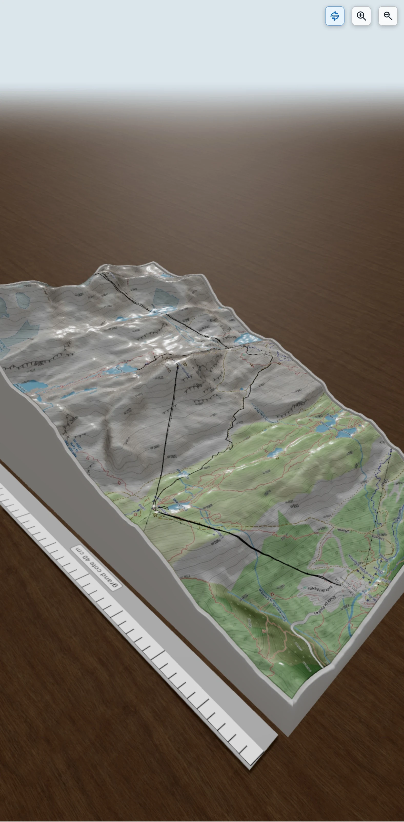 Carte en relief 3D de Vers le lac du Milieu, avec relief topographique