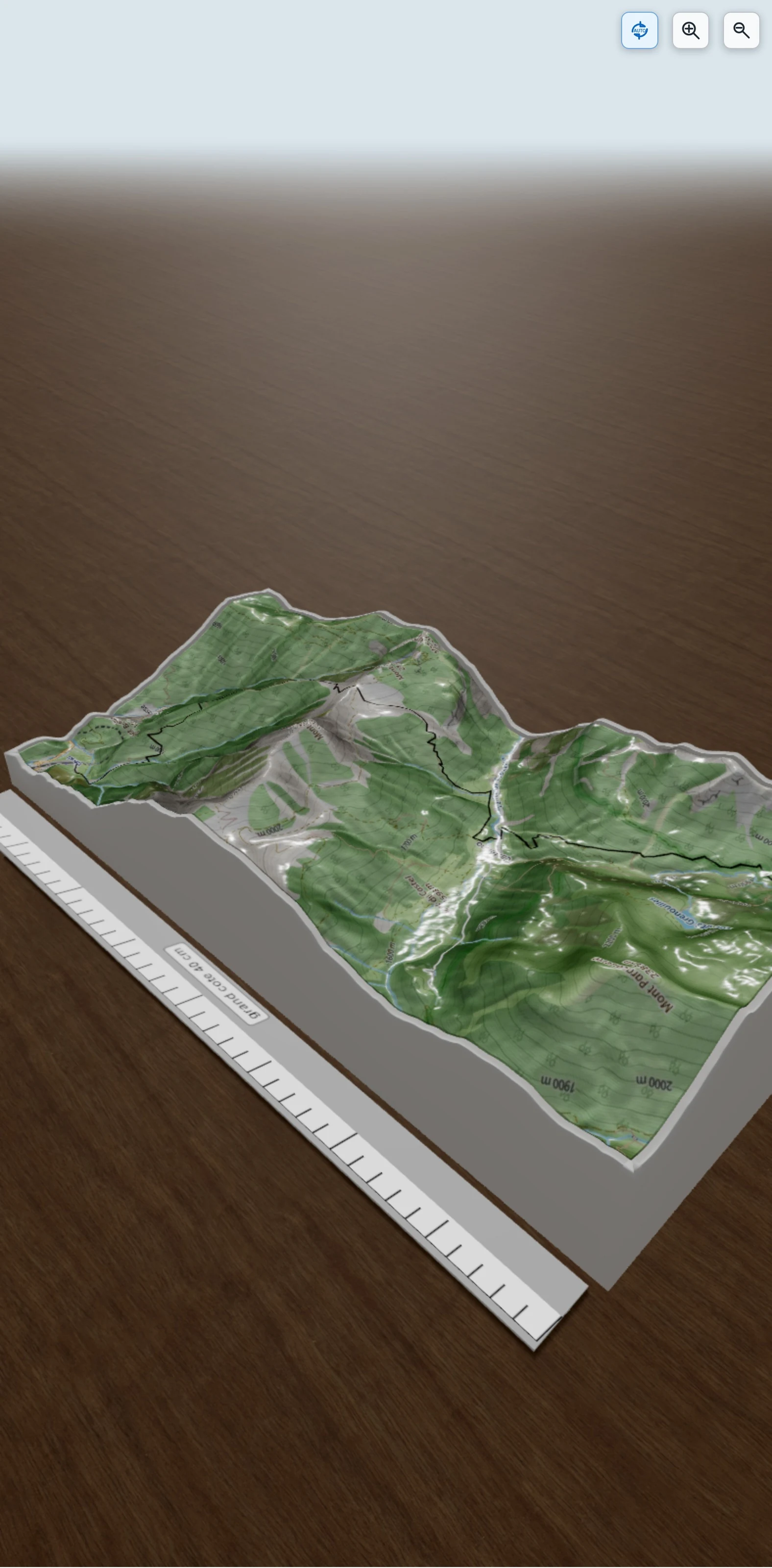 Carte en relief 3D de viévola au refuge fontanalba étape 1, avec relief topographique